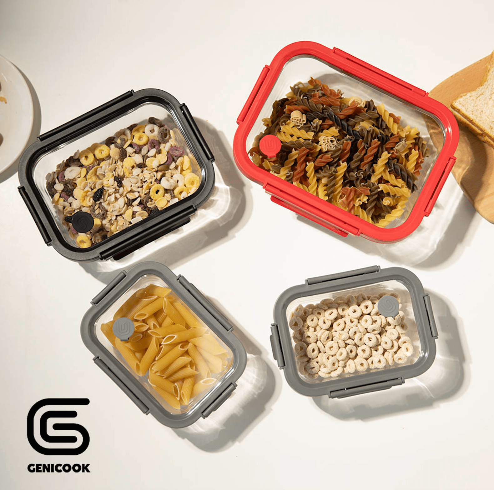 Genicook Glass Containers & Lids - Rectangular