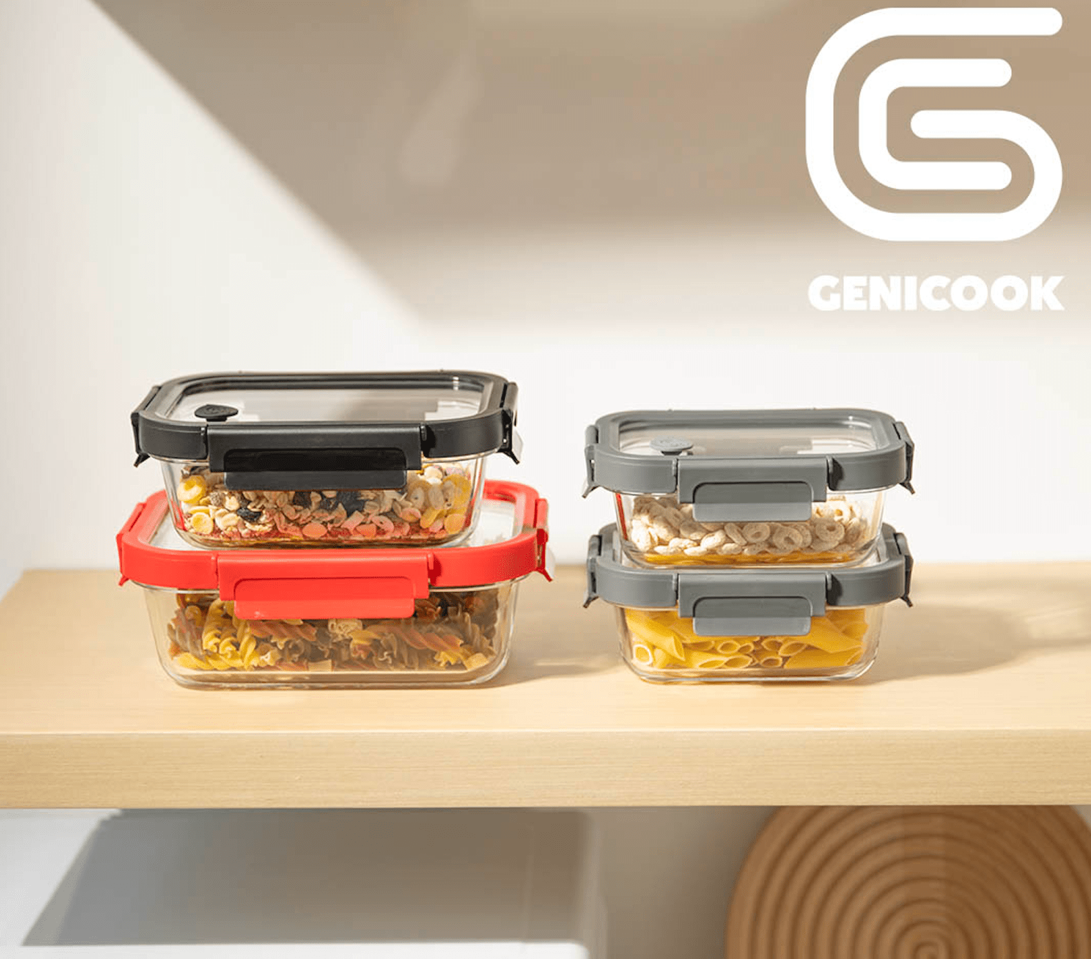 Genicook Glass Containers & Lids - Rectangular