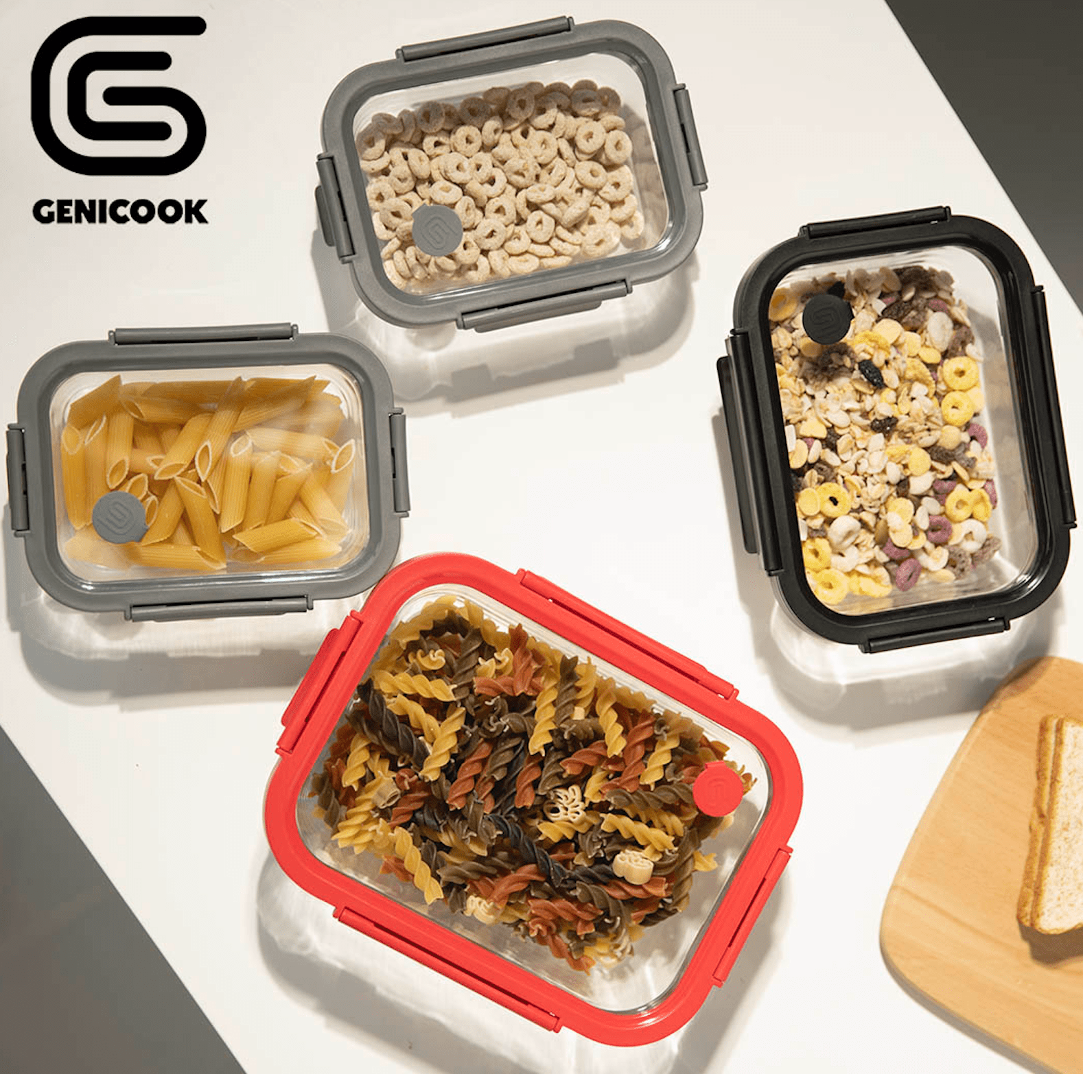 Genicook Glass Containers & Lids - Rectangular
