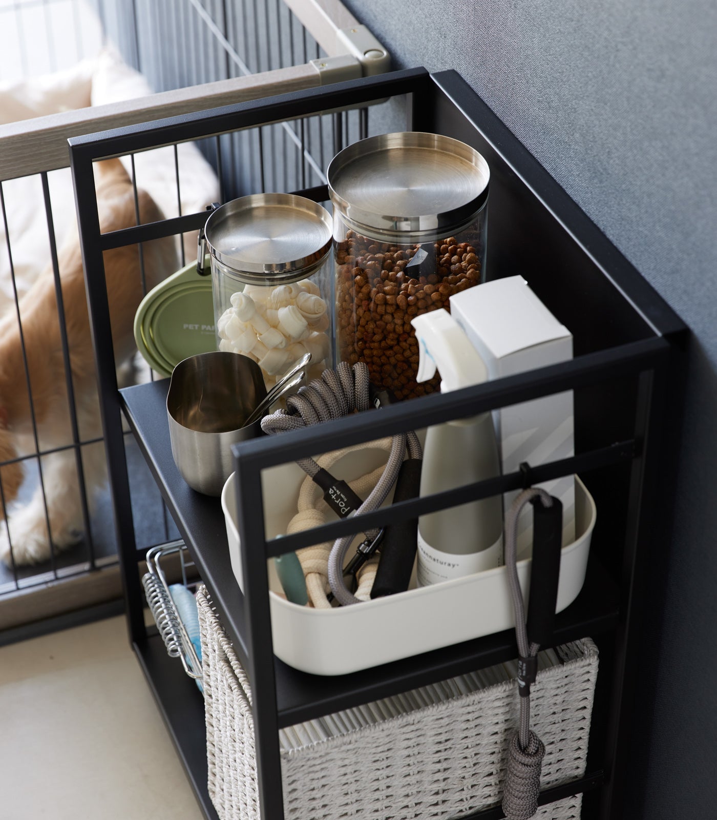 Yamazaki Home Two-Tier Hideaway Storage Cart (24" H)  - Steel