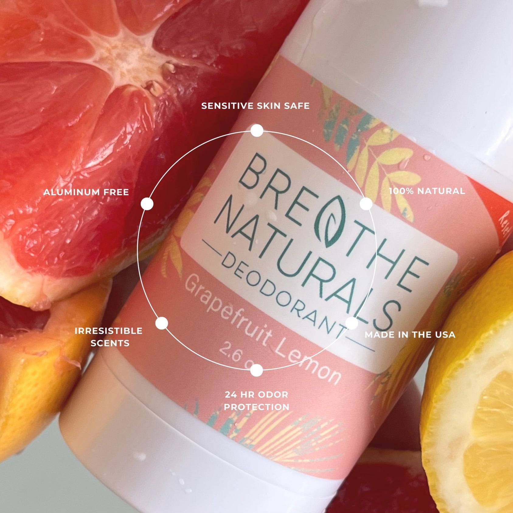 Breathe Naturals Deodorant Grapefruit Lemon - 2 Pack