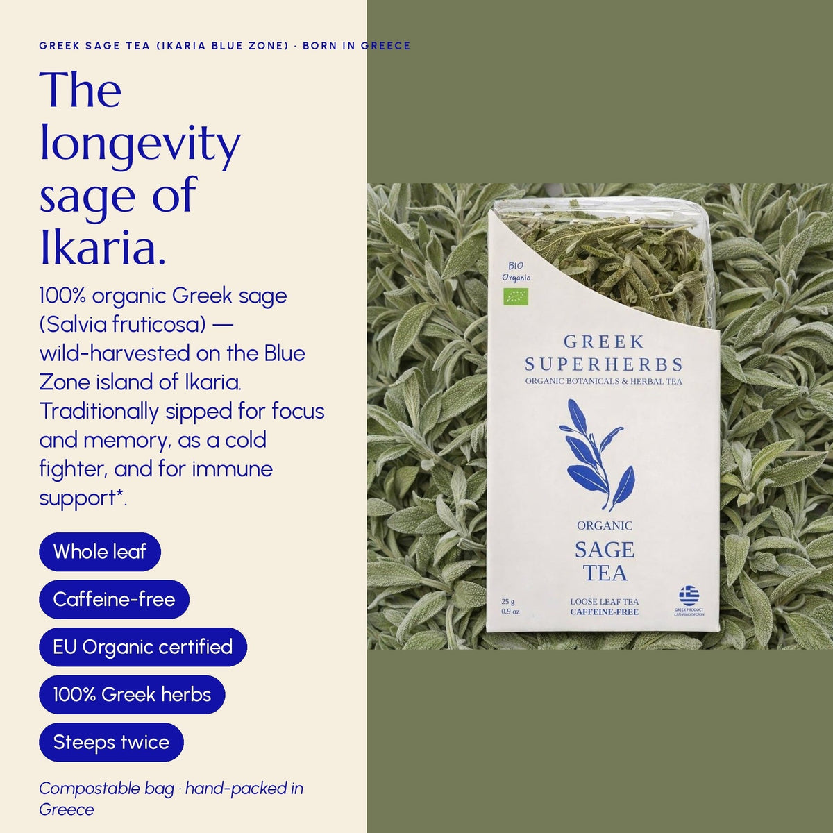 Greek Superherbs Greek Sage (Ikaria, Blue Zone)