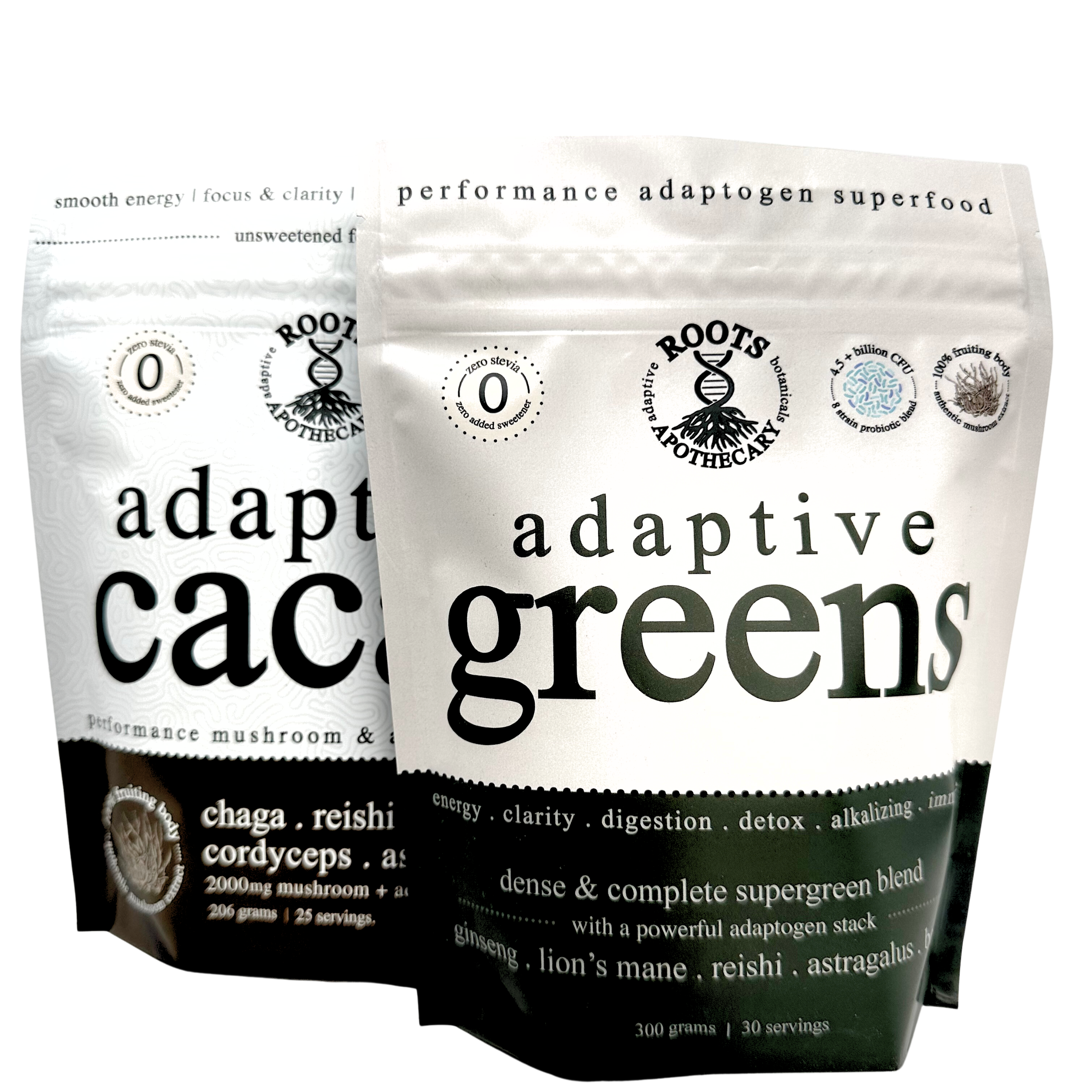 Roots Apothecary Adaptive Greens + Cacao Stack