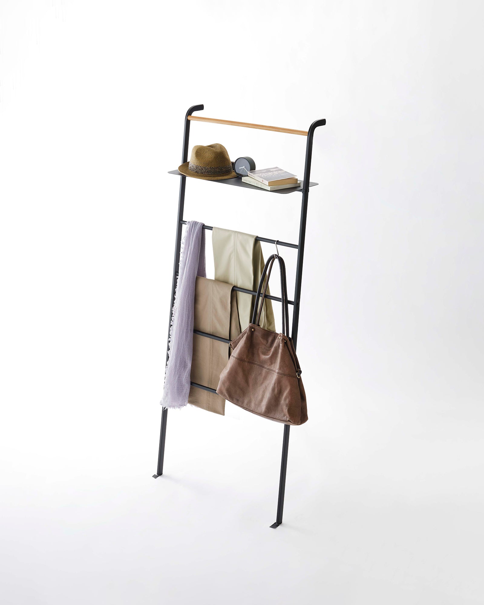 Yamazaki Home Leaning Storage Ladder With Shelf (63" H)  - Steel