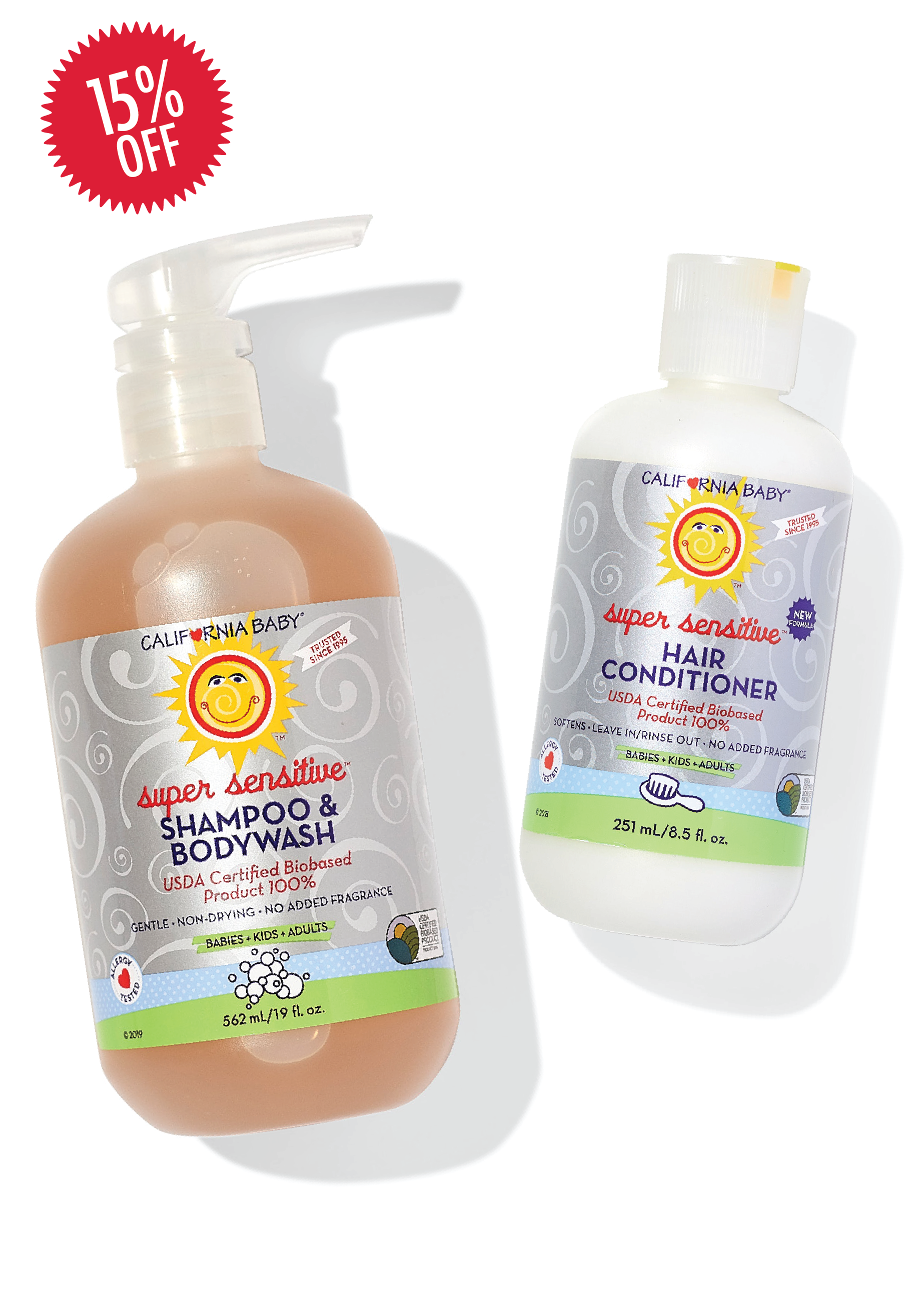 California Baby (No Fragrance) Super Sensitive™ Shampoo + Conditioner Bundle