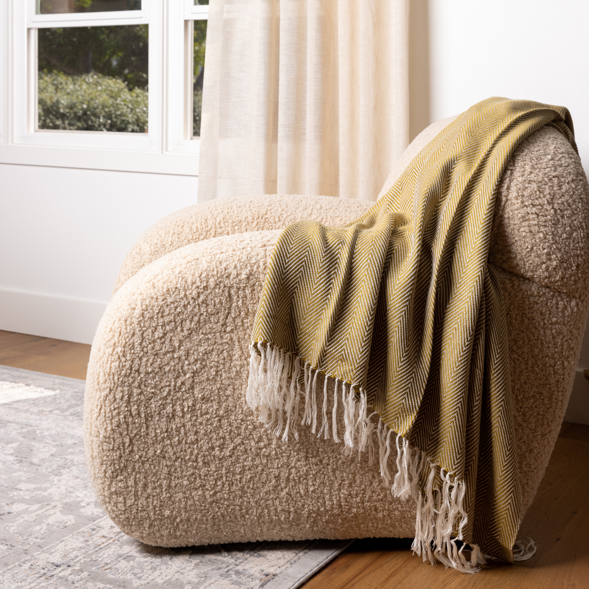 Ettitude Hand Woven Herringbone Throw Blanket