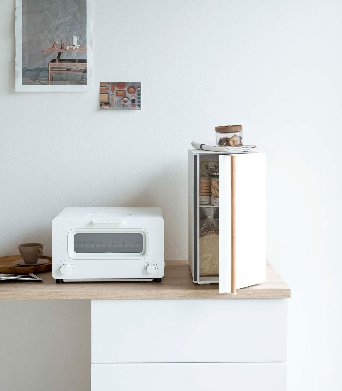 Yamazaki Home Bread Box - Vertical - Steel + Wood