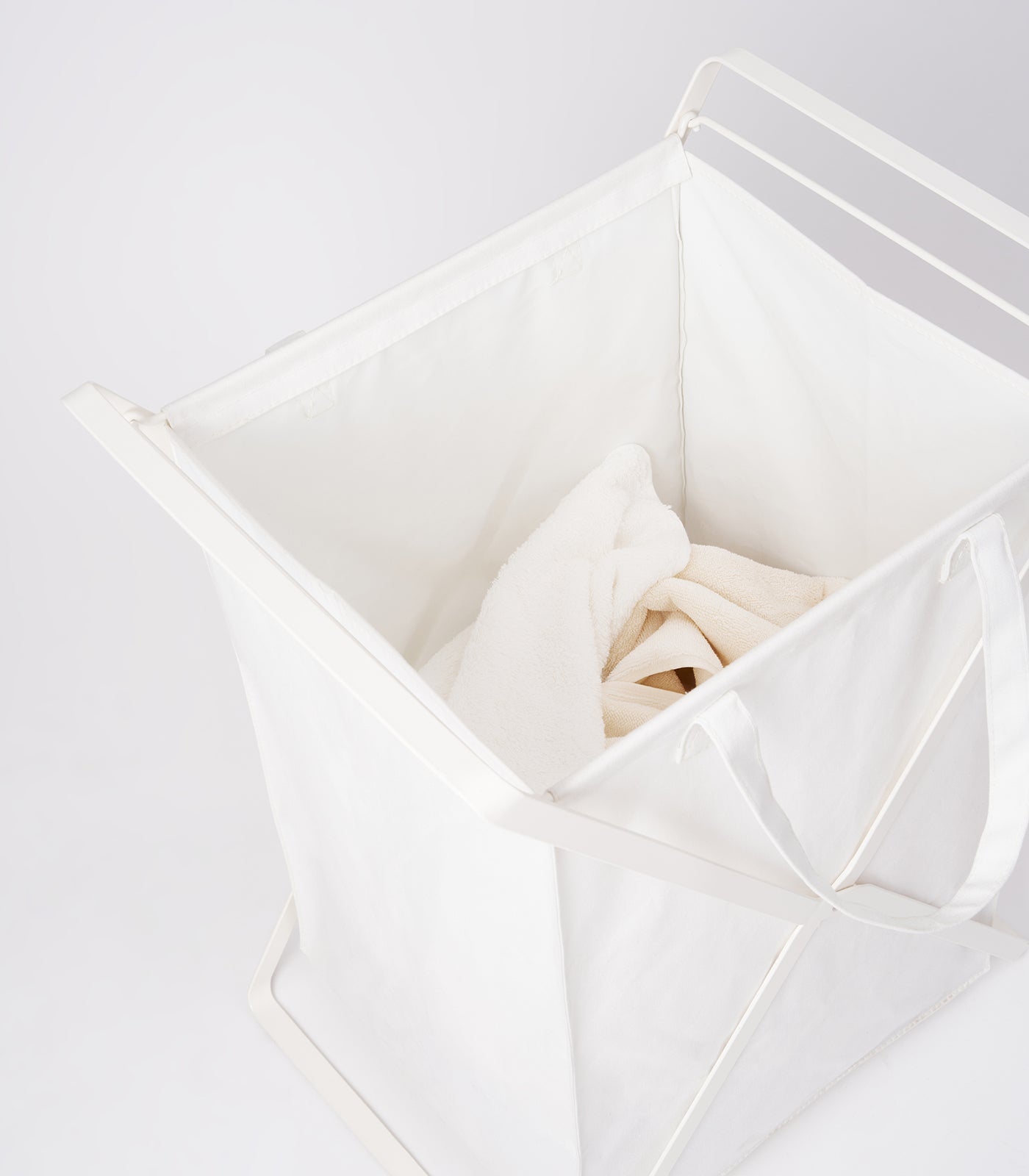 Yamazaki Home Laundry Hamper with Cotton Liner - Two Sizes - Steel + Cotton