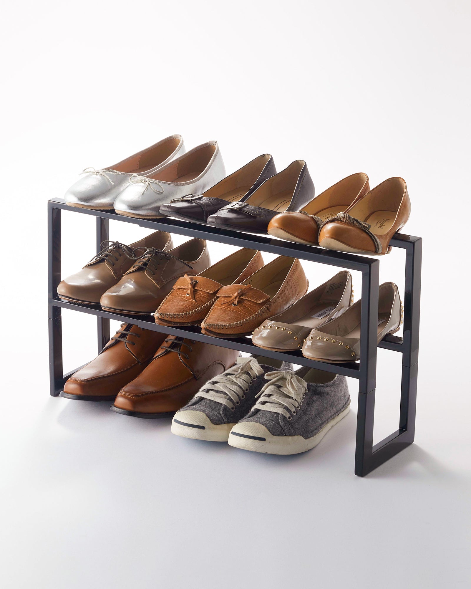 Yamazaki Home Two-Tier Expandable Shoe Rack (11.8" H)  - Steel