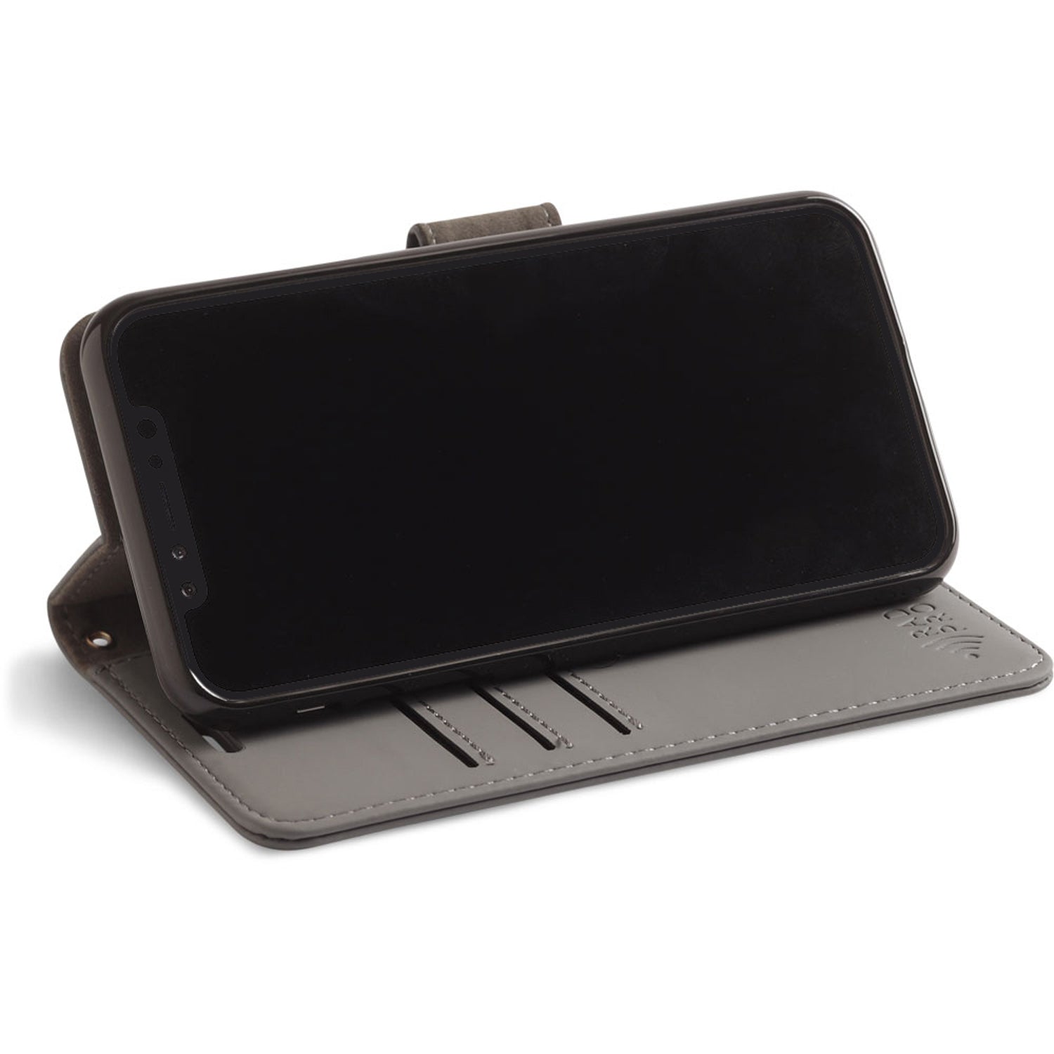 Phone case with stand feature on a white background