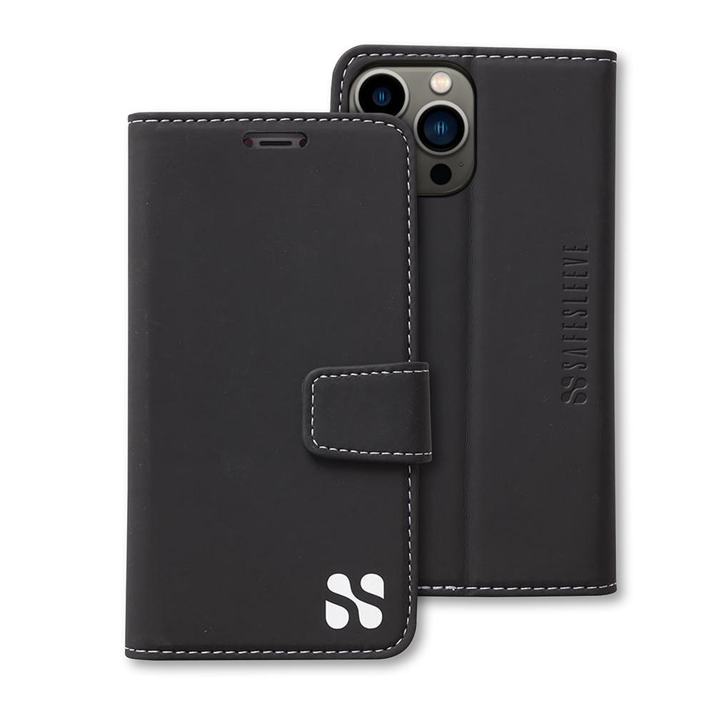 Black phone case with brand logo on a white background