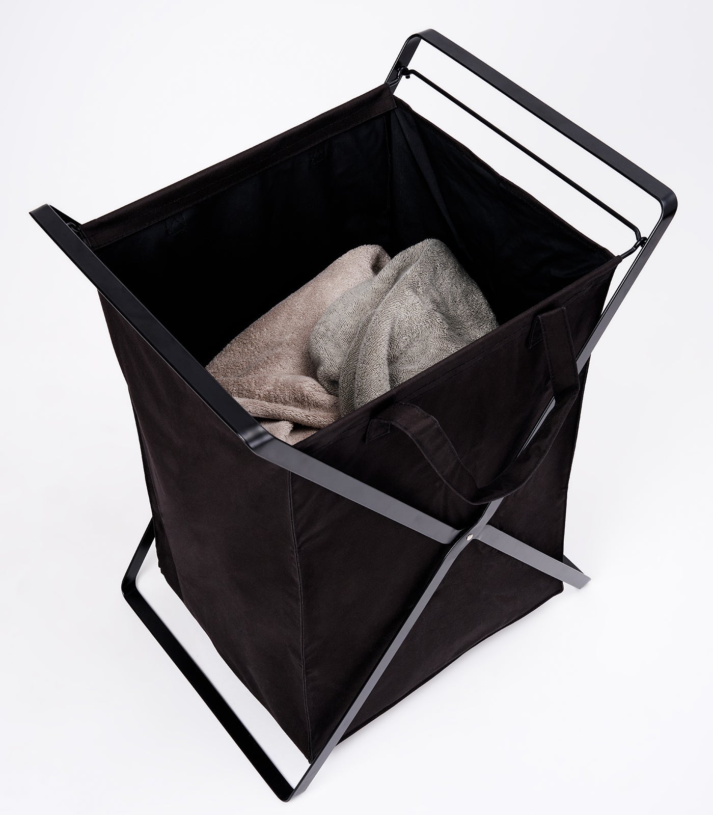 Yamazaki Home Laundry Hamper with Cotton Liner - Two Sizes - Steel + Cotton