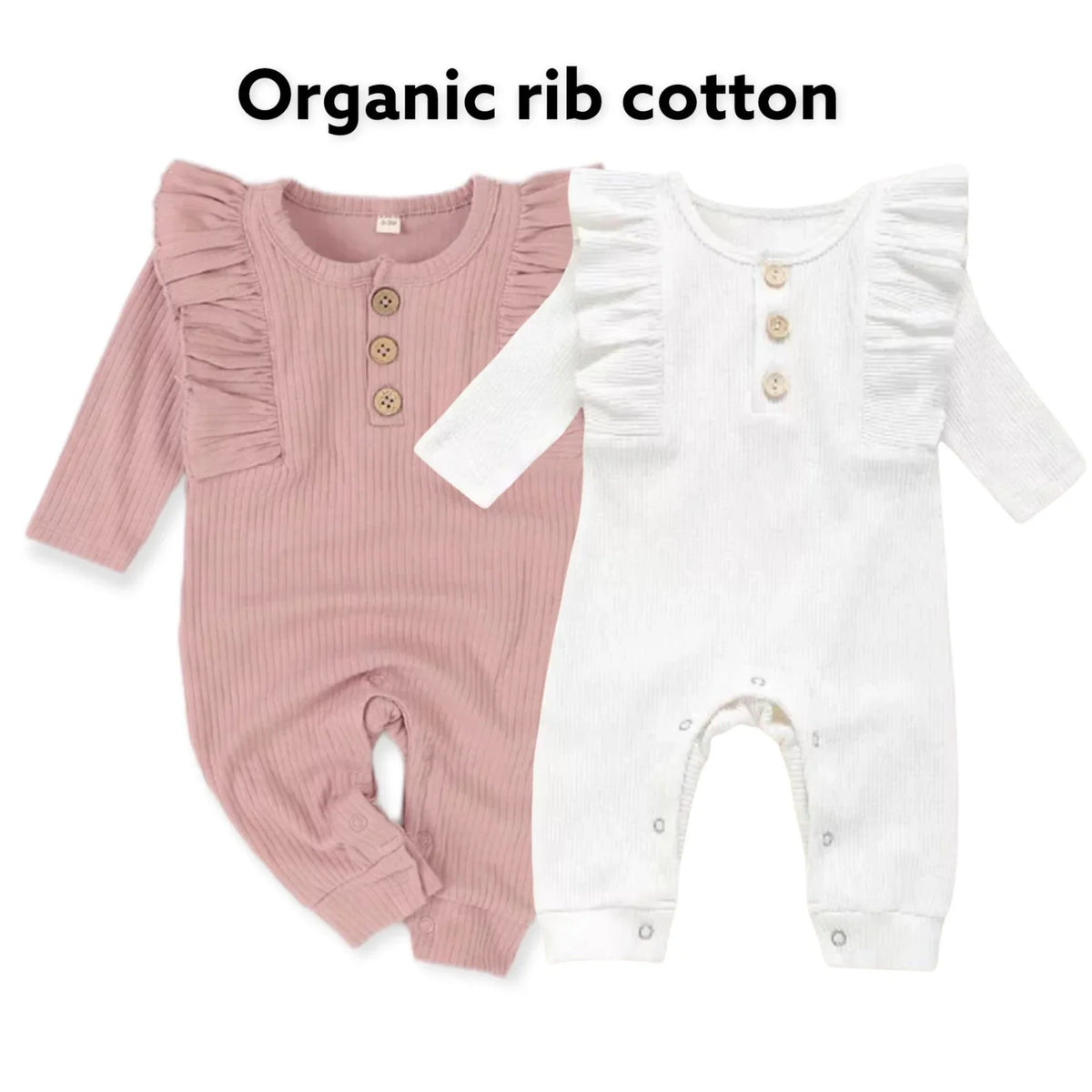Little Organic Company Organic Ruffle Long Sleeve Romper