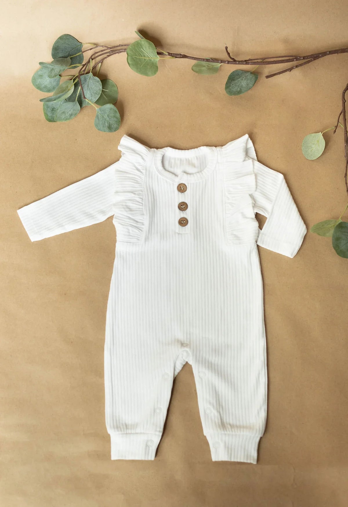 Little Organic Company Organic Ruffle Long Sleeve Romper