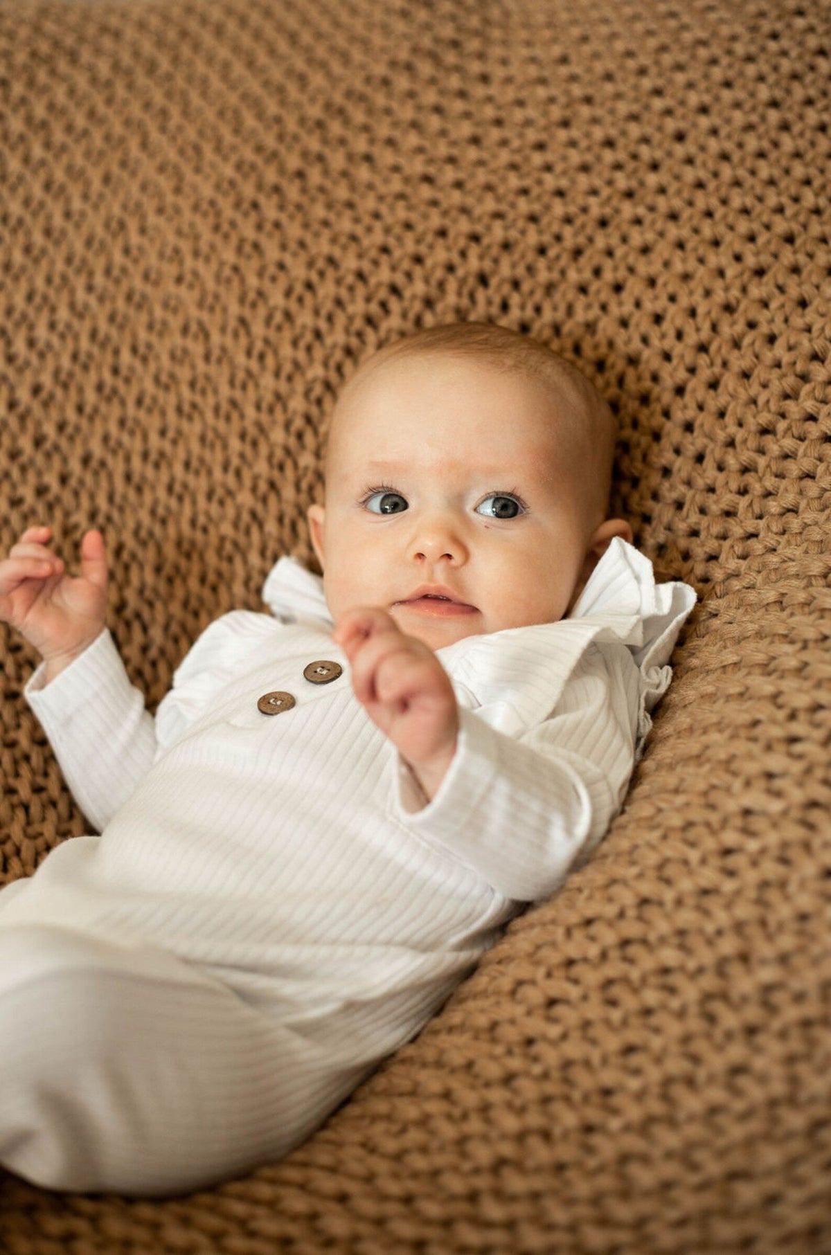 Little Organic Company Organic Ruffle Long Sleeve Romper