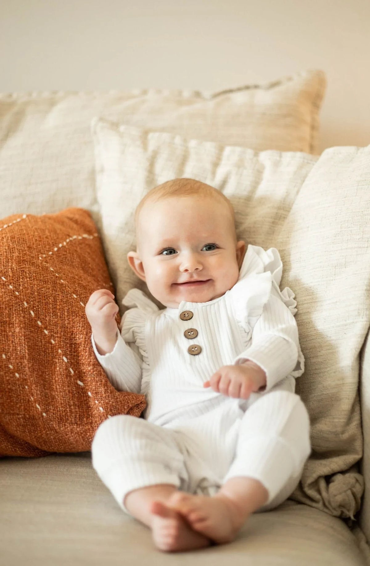 Little Organic Company Organic Ruffle Long Sleeve Romper