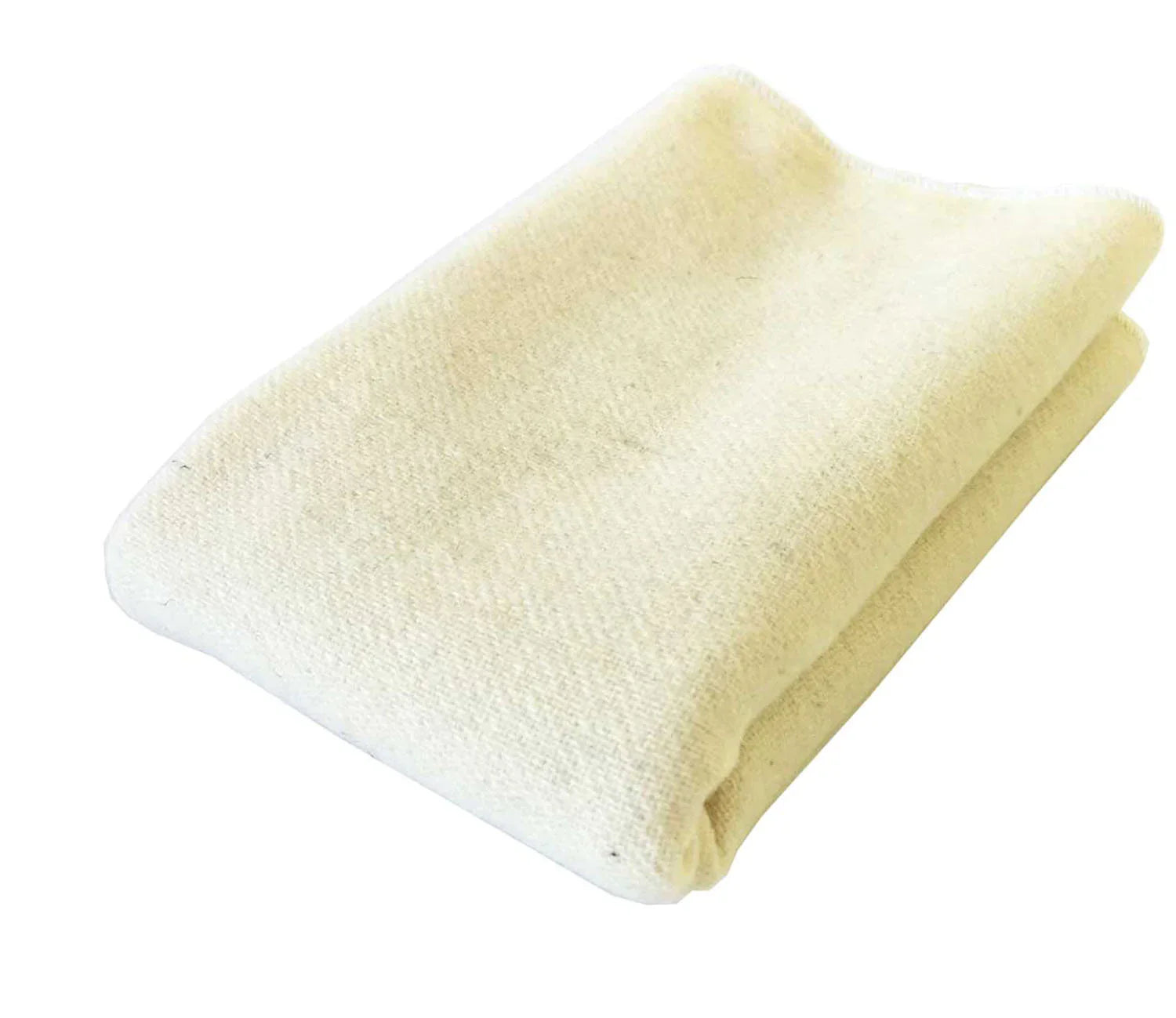 Folded beige blanket on a white background