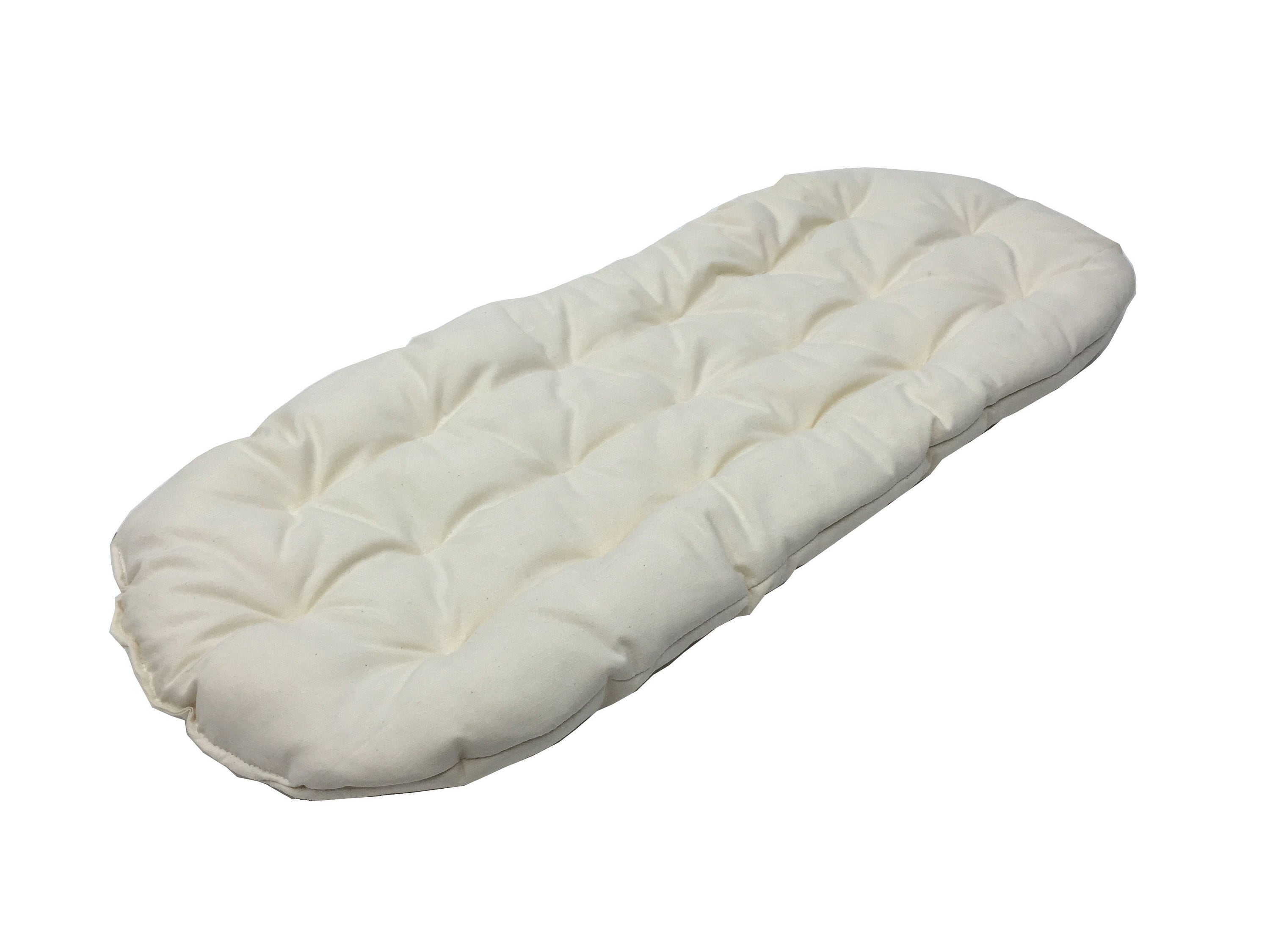 White quilted mattress pad on a white background