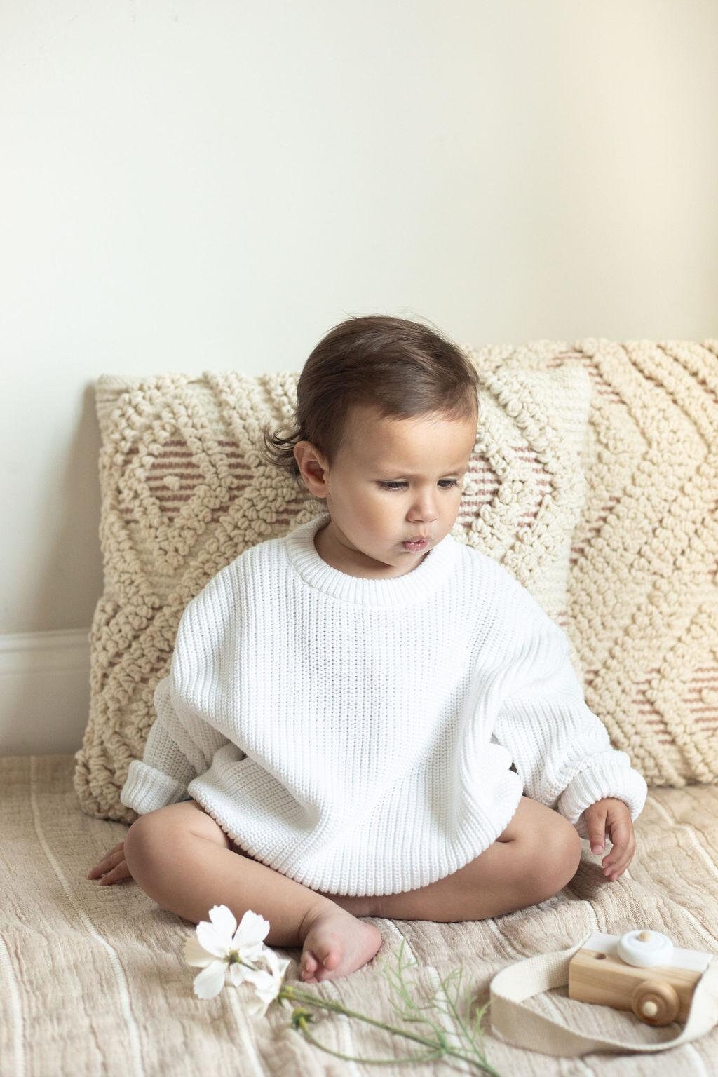Little Organic Company White Chunky Knit Sweater