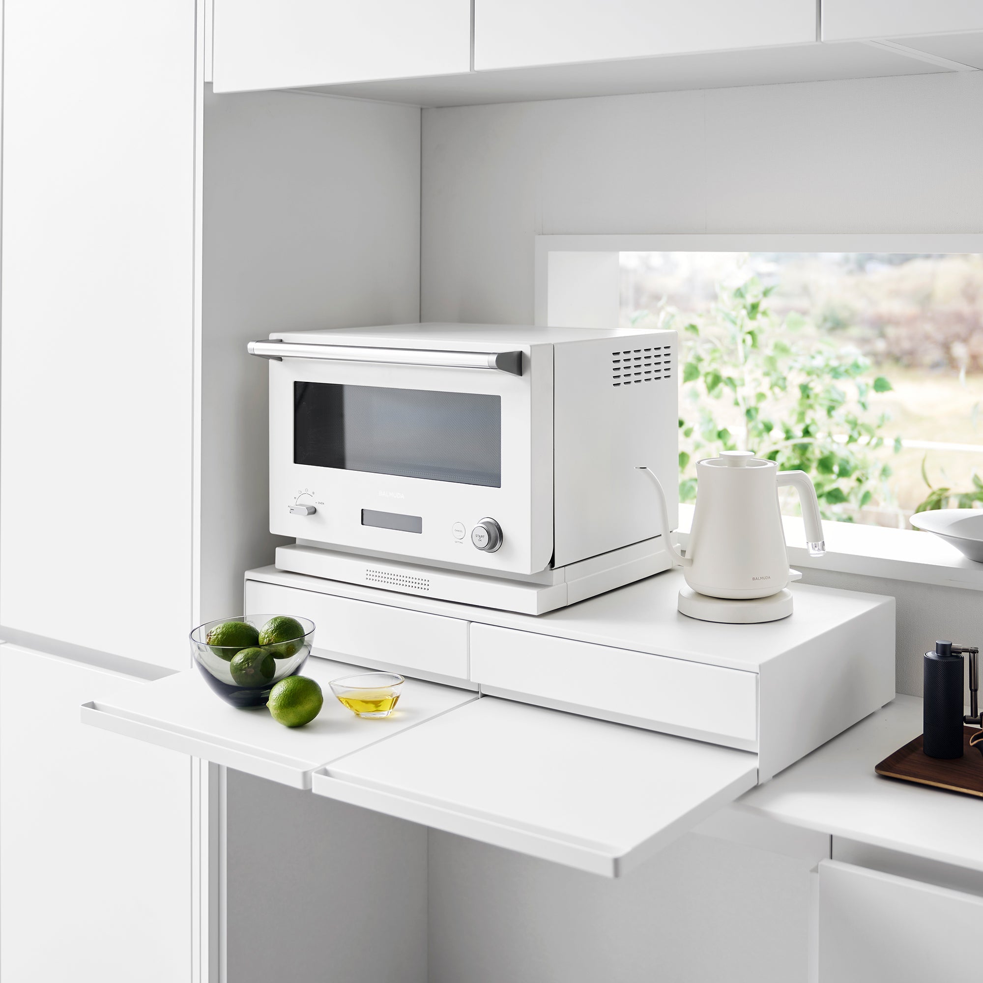 Yamazaki Home Countertop Drawer with Pull-Out Shelf - Wide - Steel