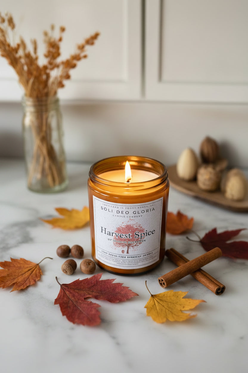 Soli Deo Gloria Candle Company Fall Bundle | 4 Pack | Pumpkin, Spice, Citrus, Warm