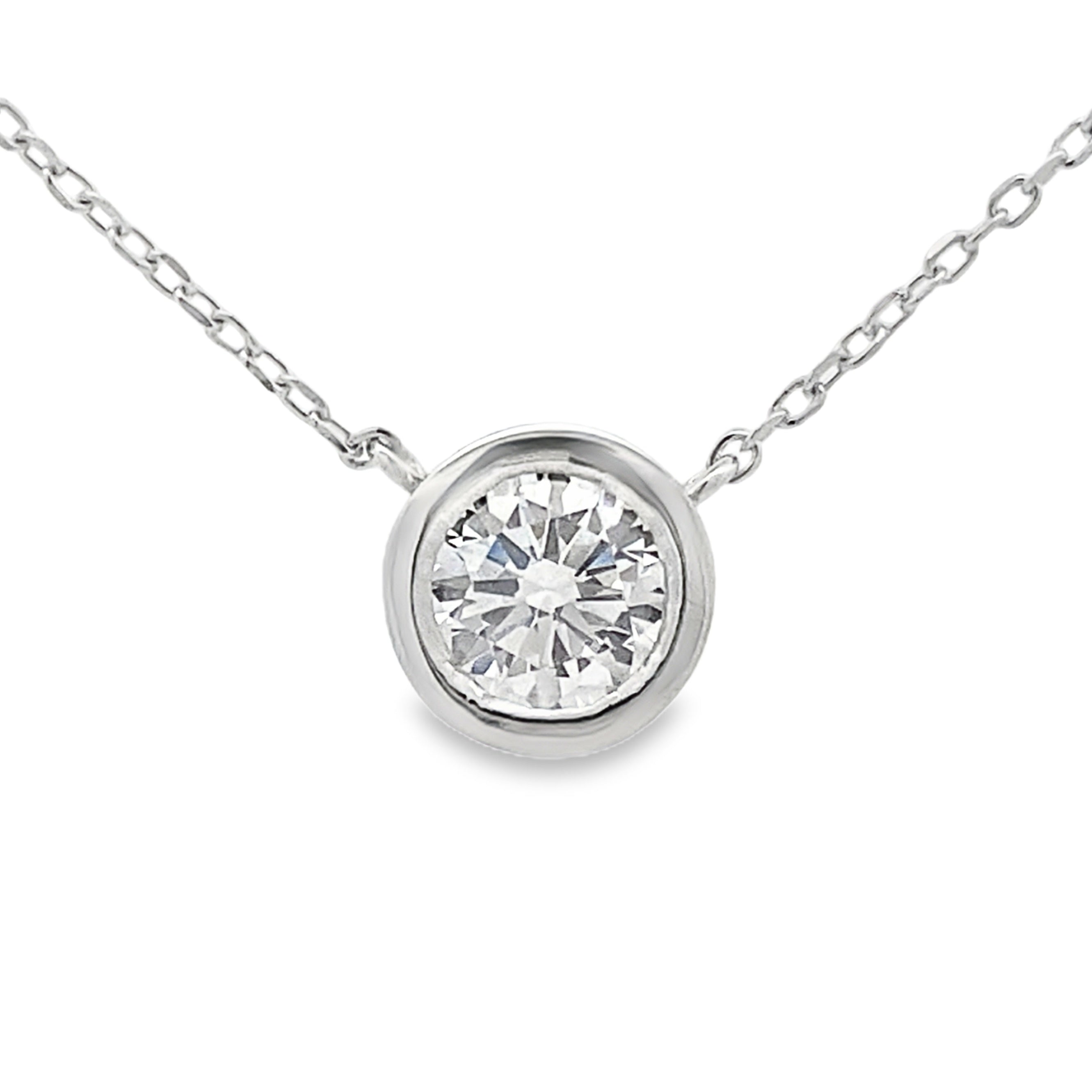 Diamond necklace on a white background
