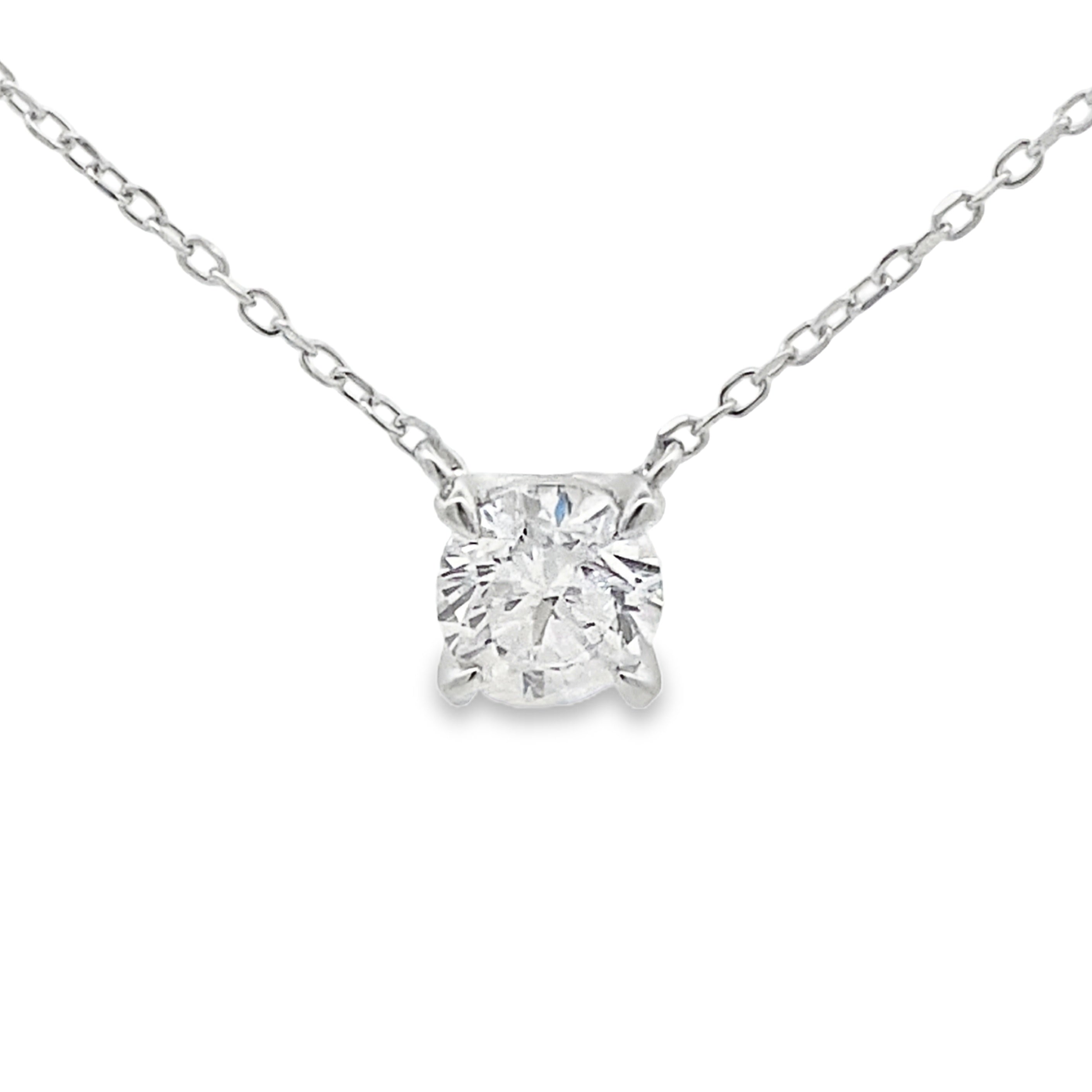 Diamond necklace on a white background