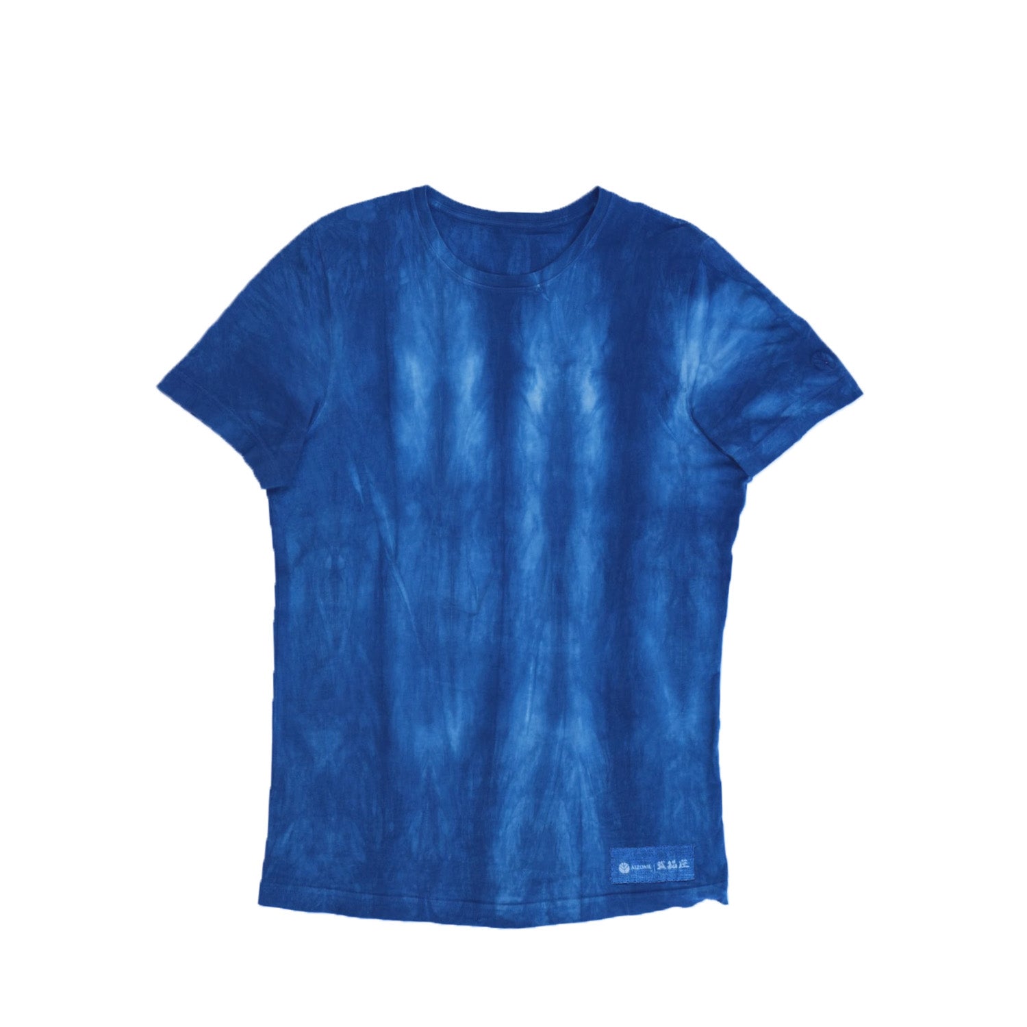 Blue tie-dye t-shirt on a white background