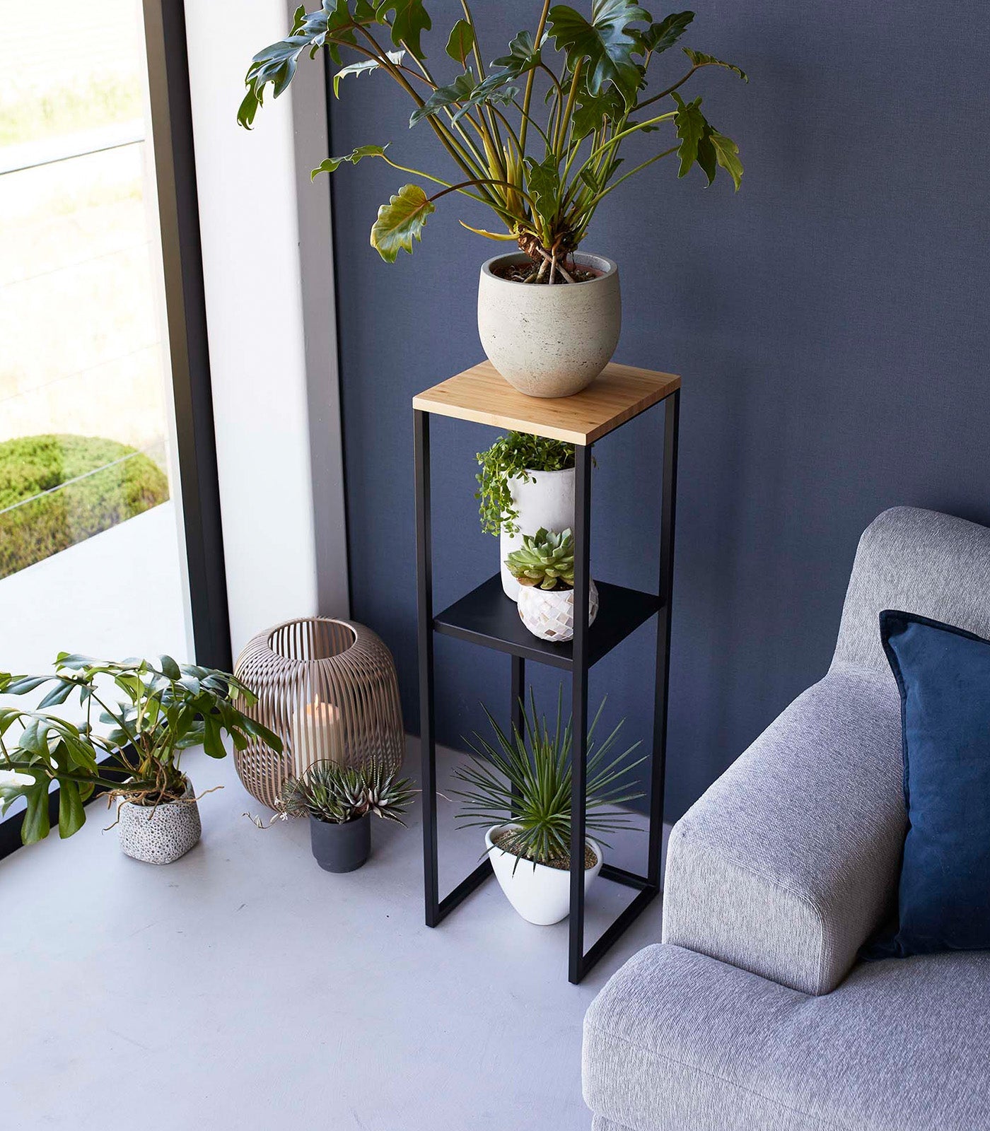 Yamazaki Home Two-Tier Display & Storage Shelf (31.5" H)  - Steel + Wood