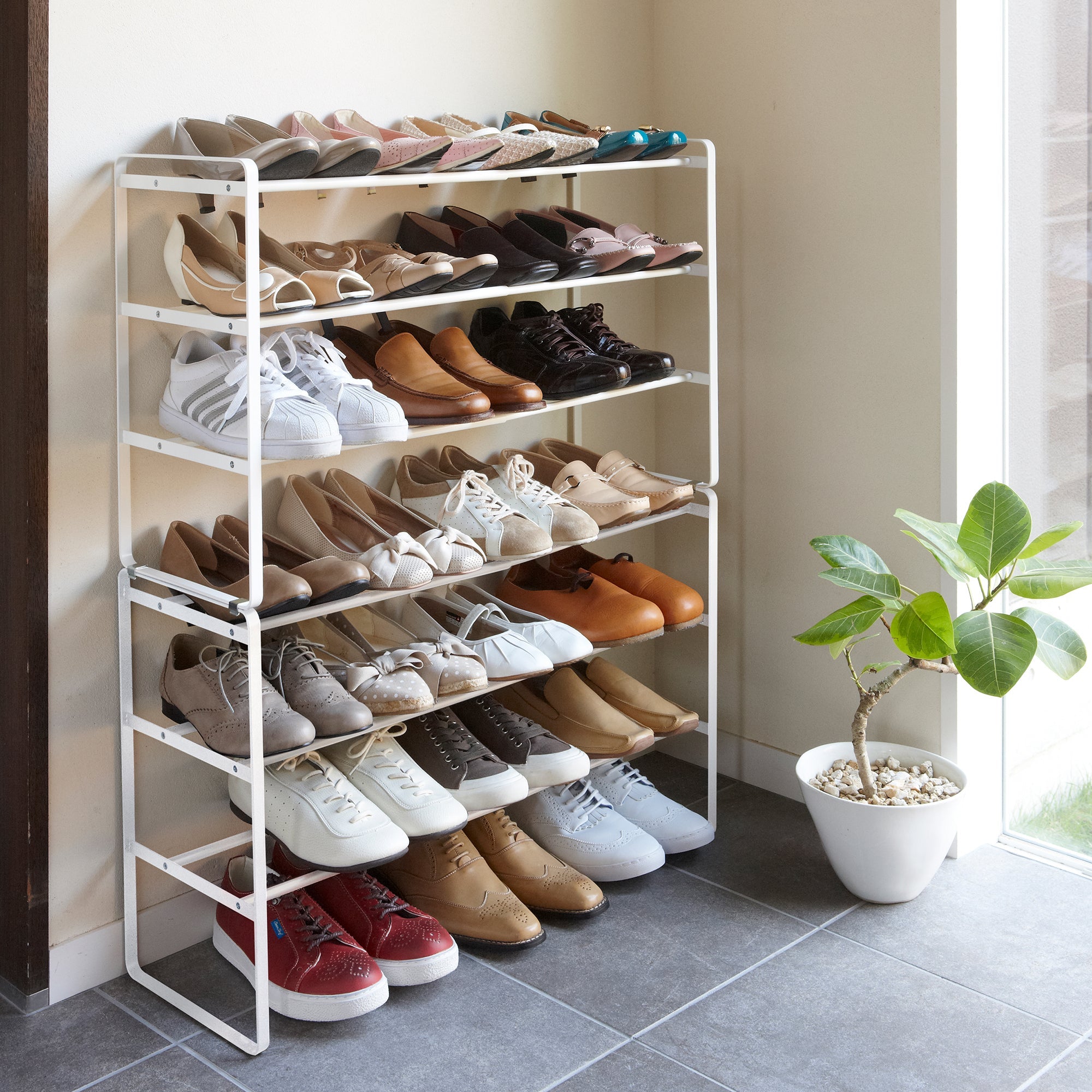Yamazaki Home Three-Tier Expandable Shoe Rack (18" H)  - Steel