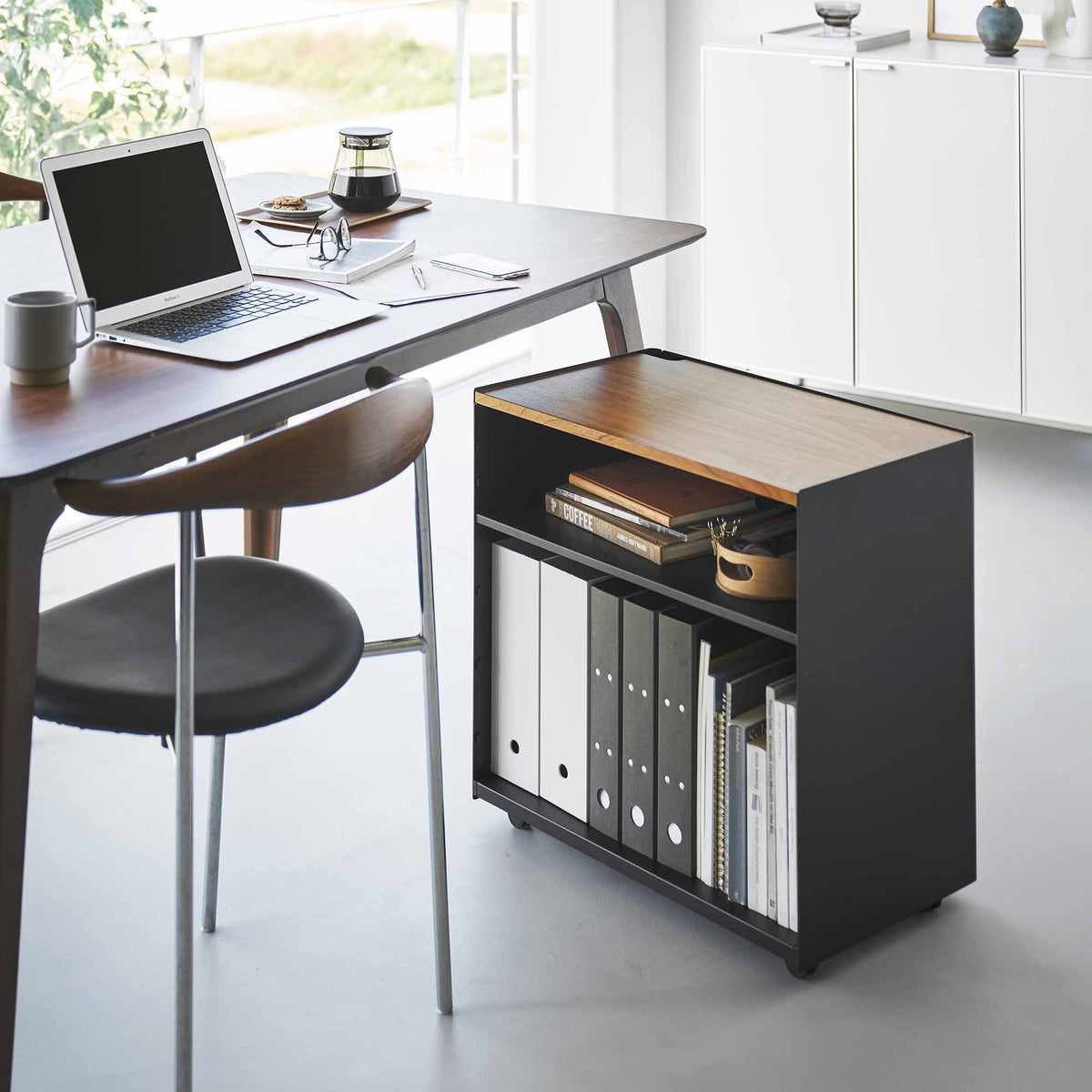 Yamazaki Home Mobile Hideaway Storage Cart (23" H) - Steel + Wood