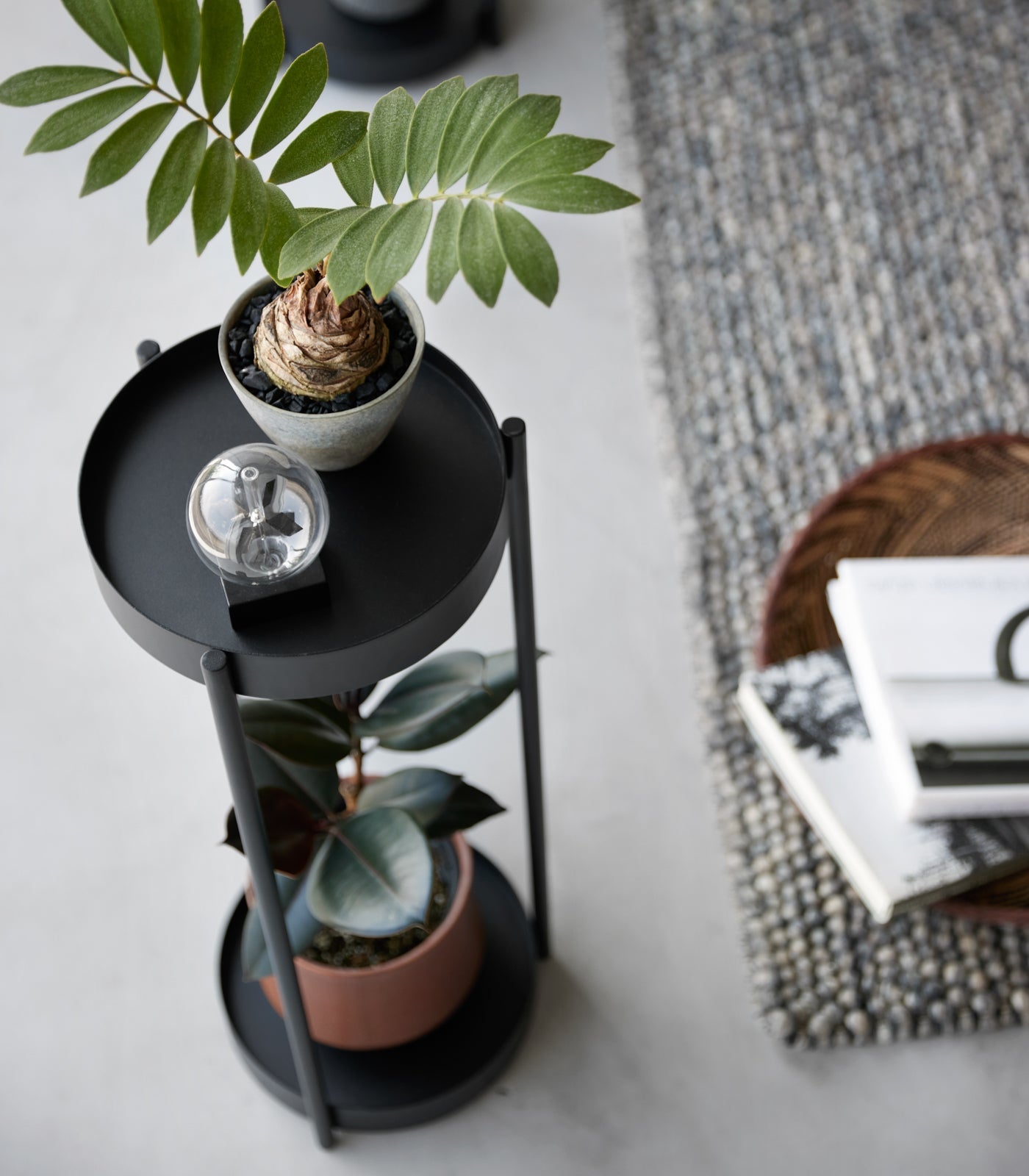 Yamazaki Home Two-Tier Rolling Plant Stand (28" H)  - Steel