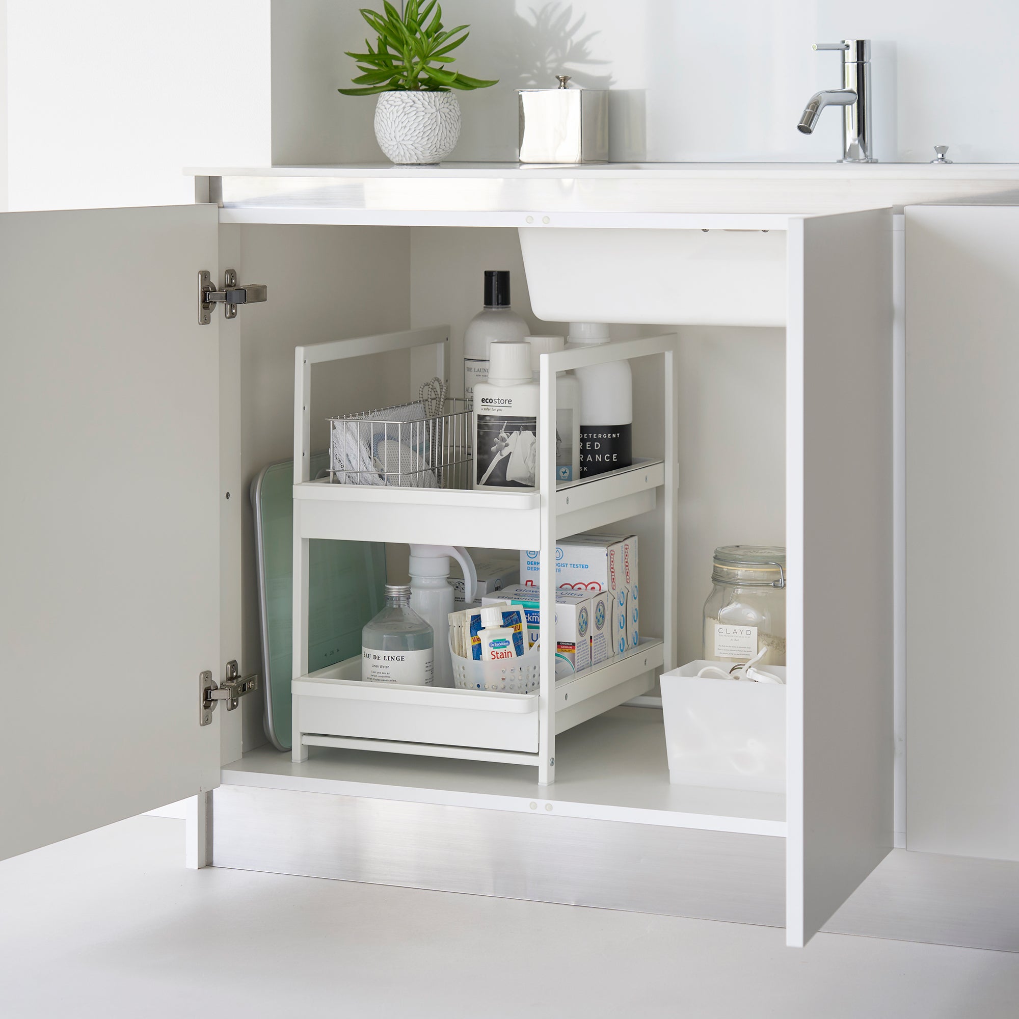 Yamazaki Home Two-Tier Pull-Out Shelf - Steel