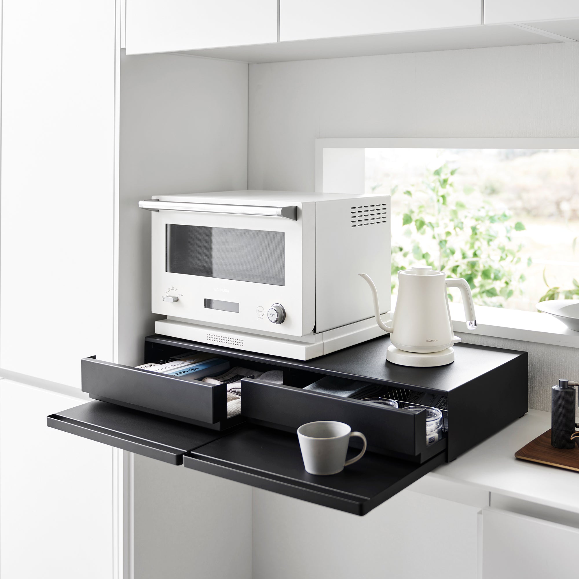 Yamazaki Home Countertop Drawer with Pull-Out Shelf - Wide - Steel