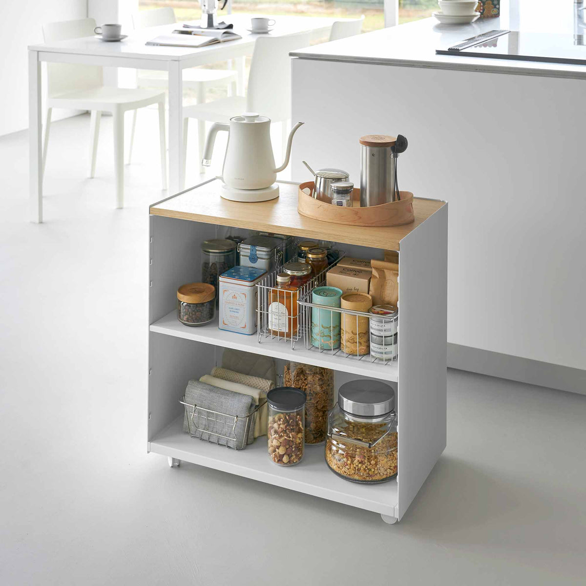 Yamazaki Home Mobile Hideaway Storage Cart (23" H) - Steel + Wood