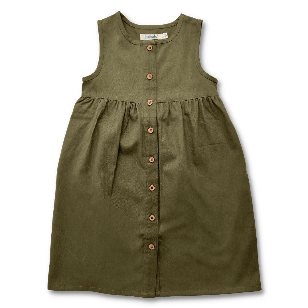 Jackalo - Jo Dress - Dark Olive - Organic Cotton