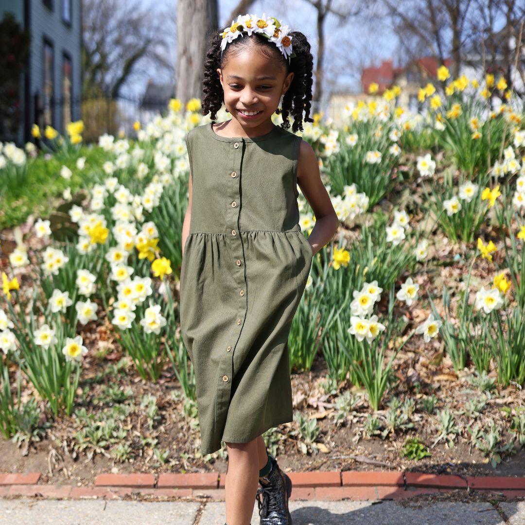 Jackalo - Jo Dress - Dark Olive - Organic Cotton