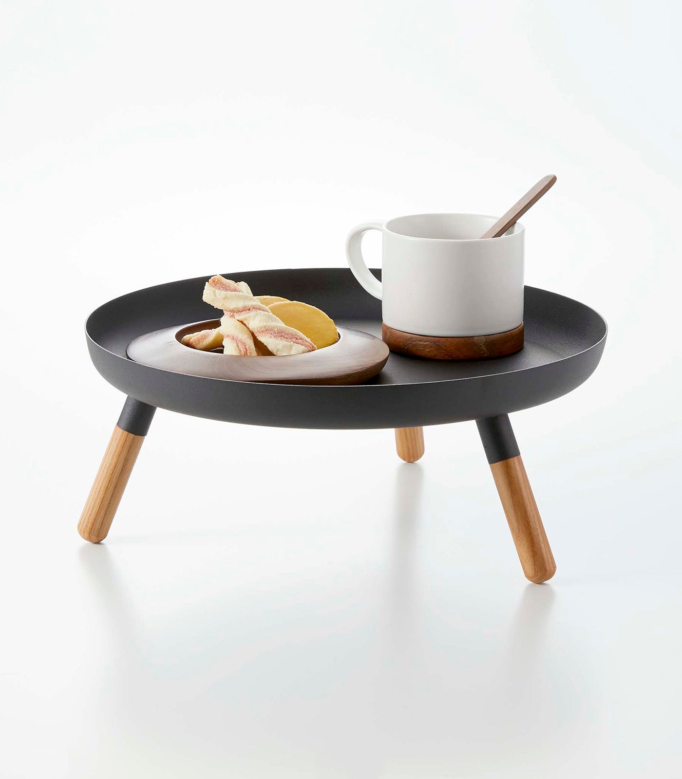 Yamazaki Home Countertop Pedestal Tray (5" H)  - Steel + Wood
