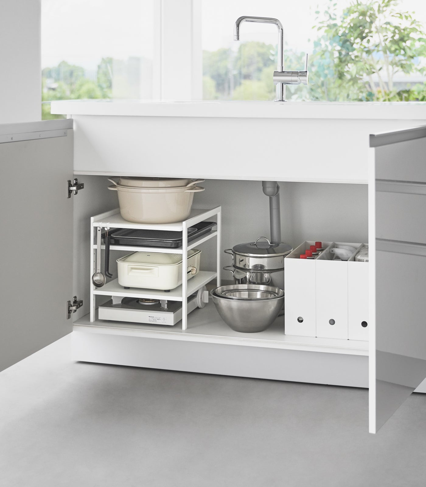 Yamazaki Home Three-Tier Cabinet Storage Rack (14" H)  - Steel