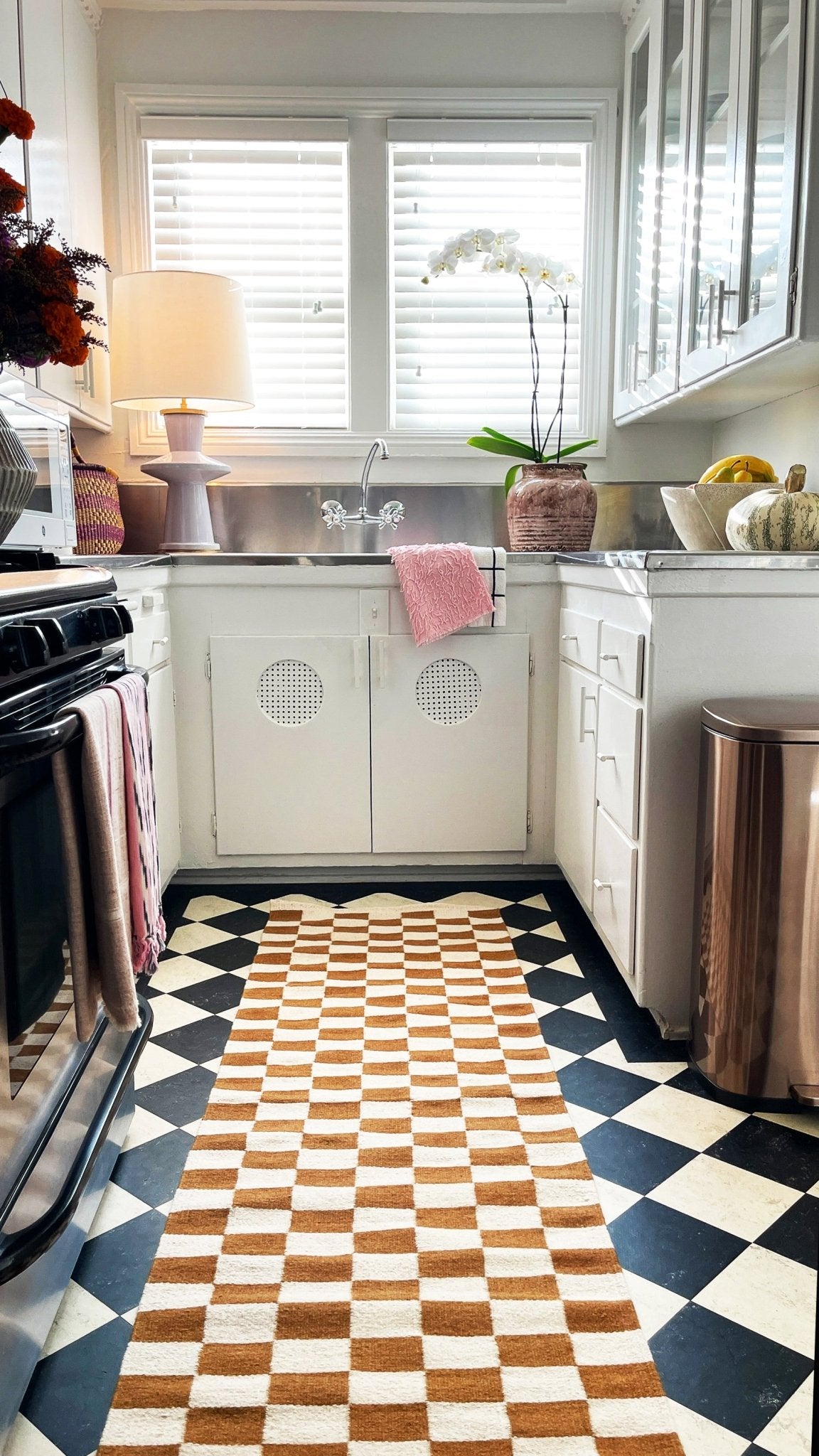 Archive New York Zapotec Checkered Rug in Umber & Ivory