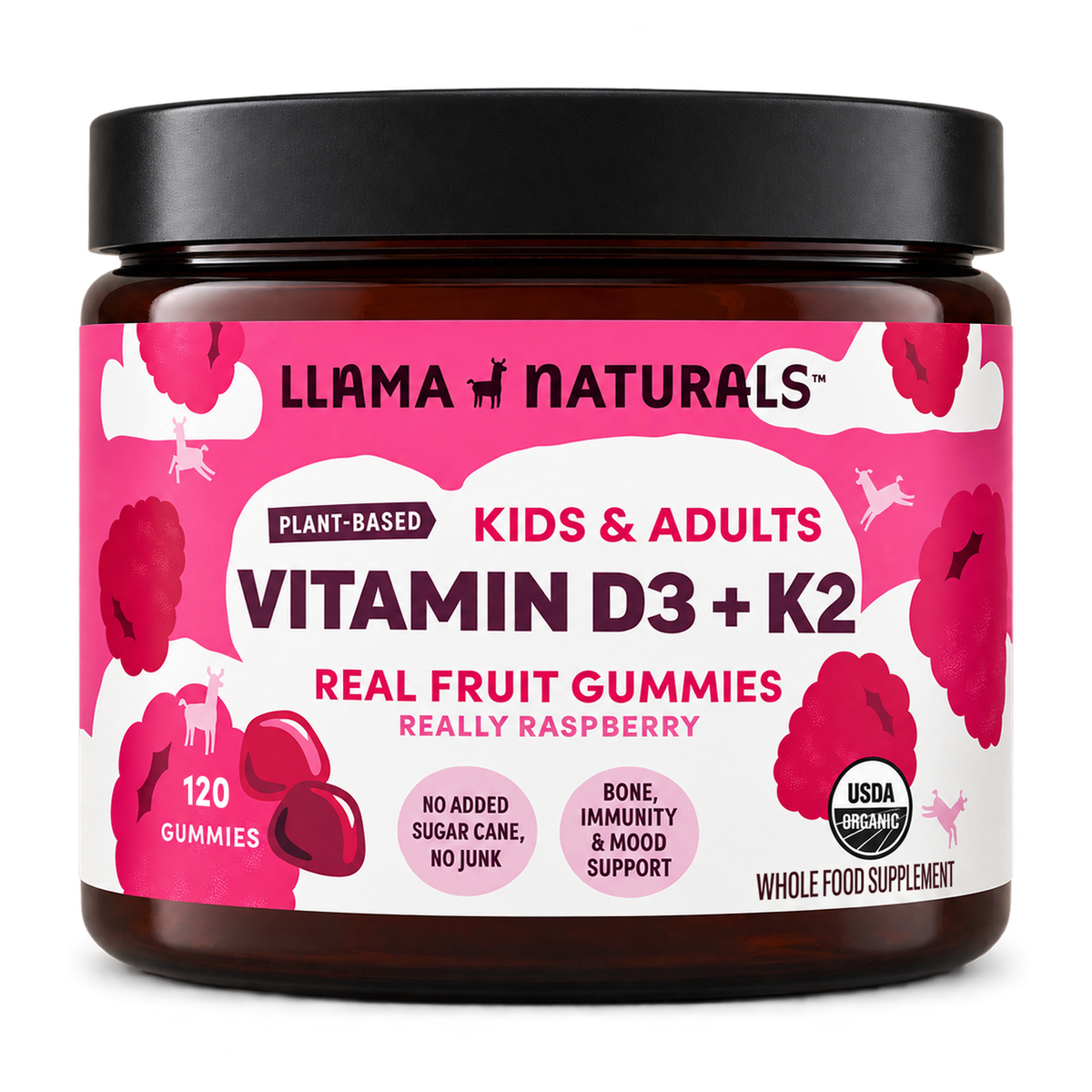 Llama Naturals Vitamin D3 Gummies, Raspberry (120 ct)