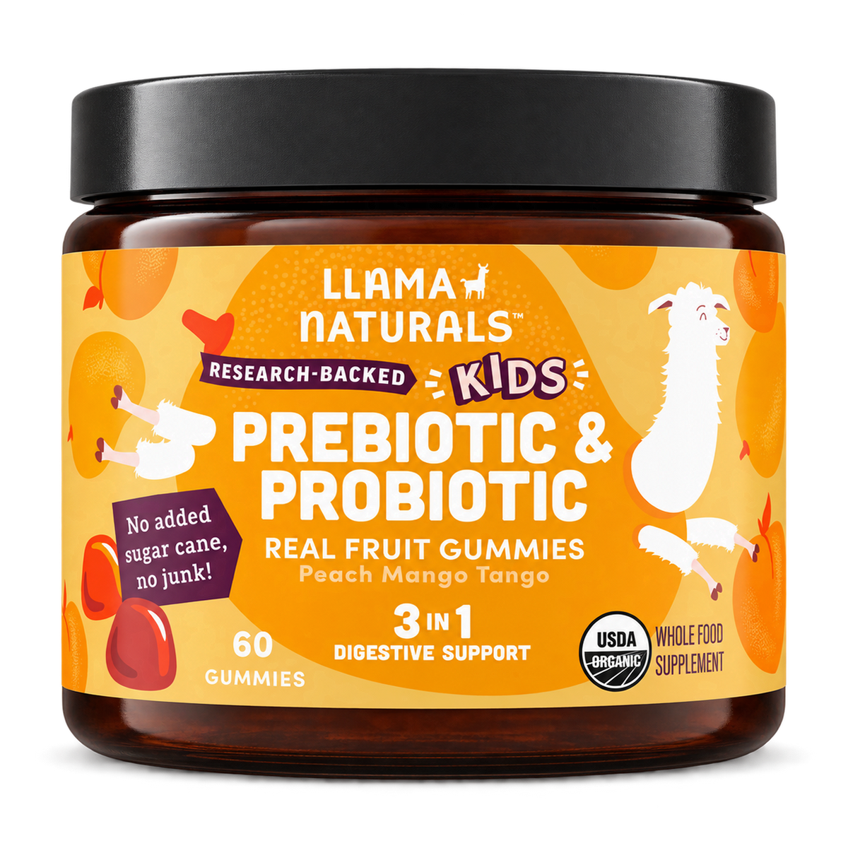 Llama Naturals Kids Prebiotic & Probiotic Gummies, Peach Mango (60 ct)