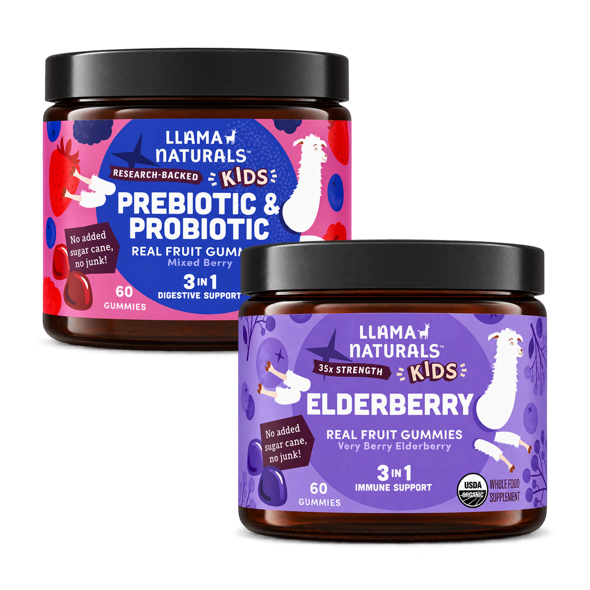 Llama Naturals Kids Gut & Immune Support Bundle – Pre & Probiotic + Elderberry Gummies