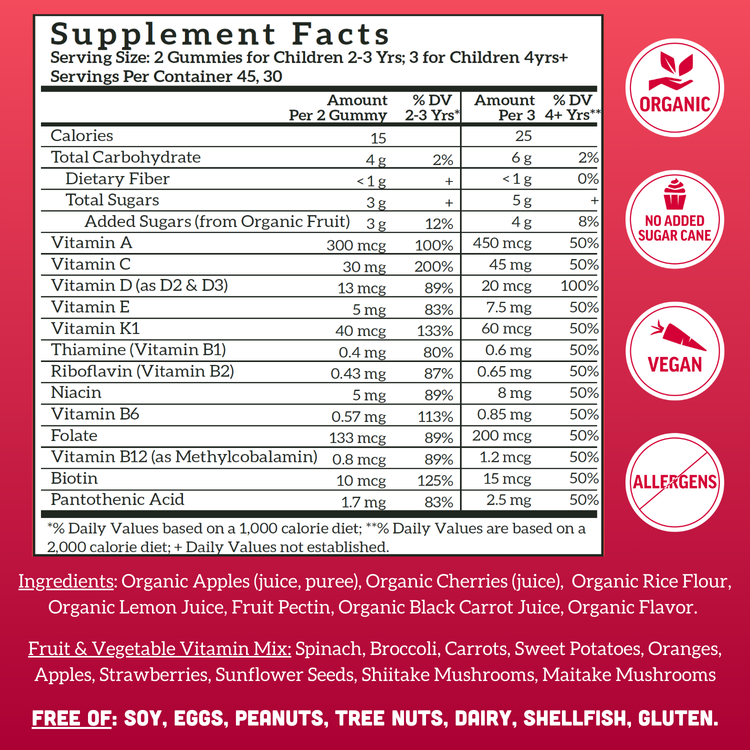 Llama Naturals Organic Kids Multivitamin - Cherry Gummies