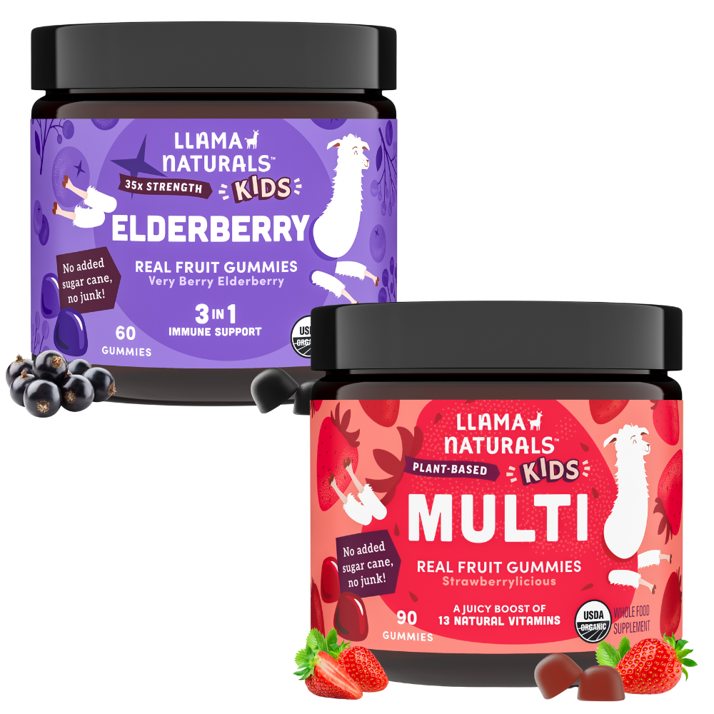 Llama Naturals Kids Offense + Defense Bundle – Multi + Elderberry Gummies