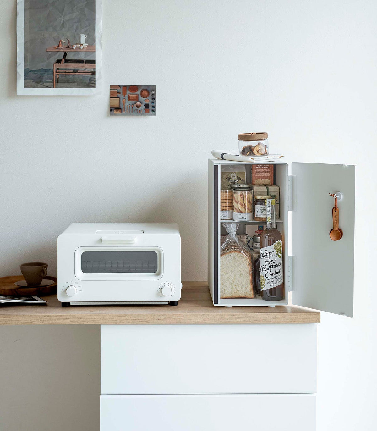 Yamazaki Home Bread Box - Vertical - Steel + Wood