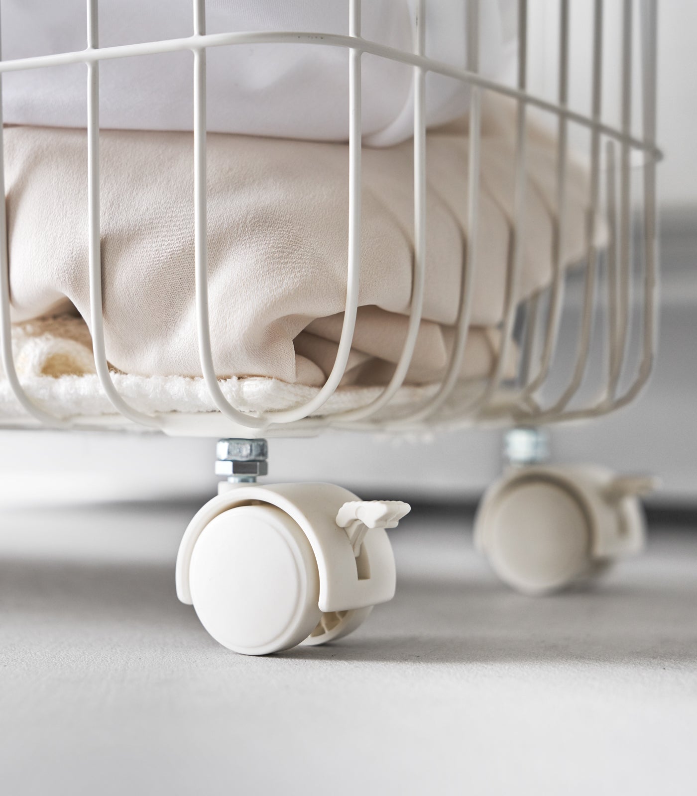 Yamazaki Home Rolling Wire Basket (15" H)  - Steel + Wood