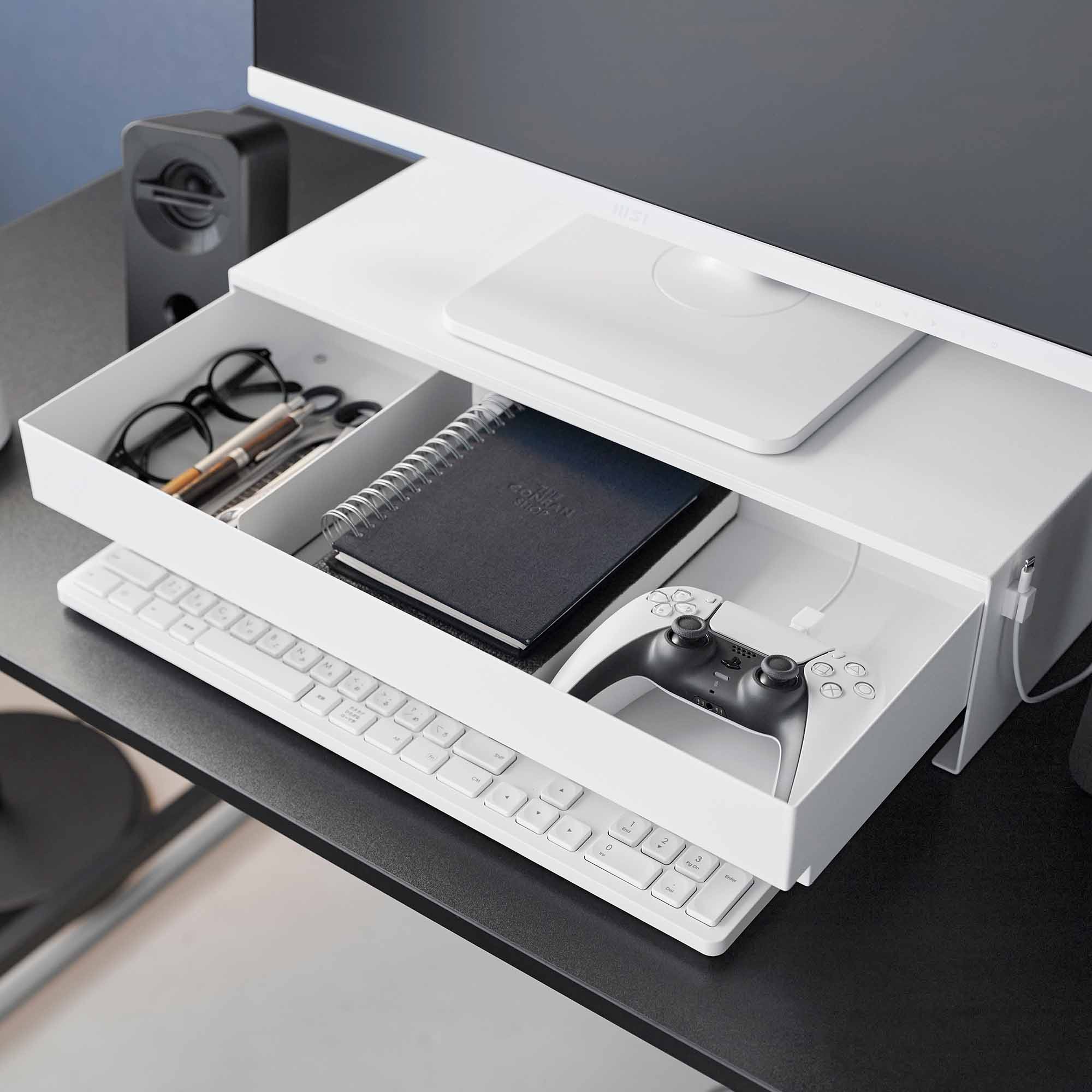 Yamazaki Home Monitor Stand With Drawer - Steel