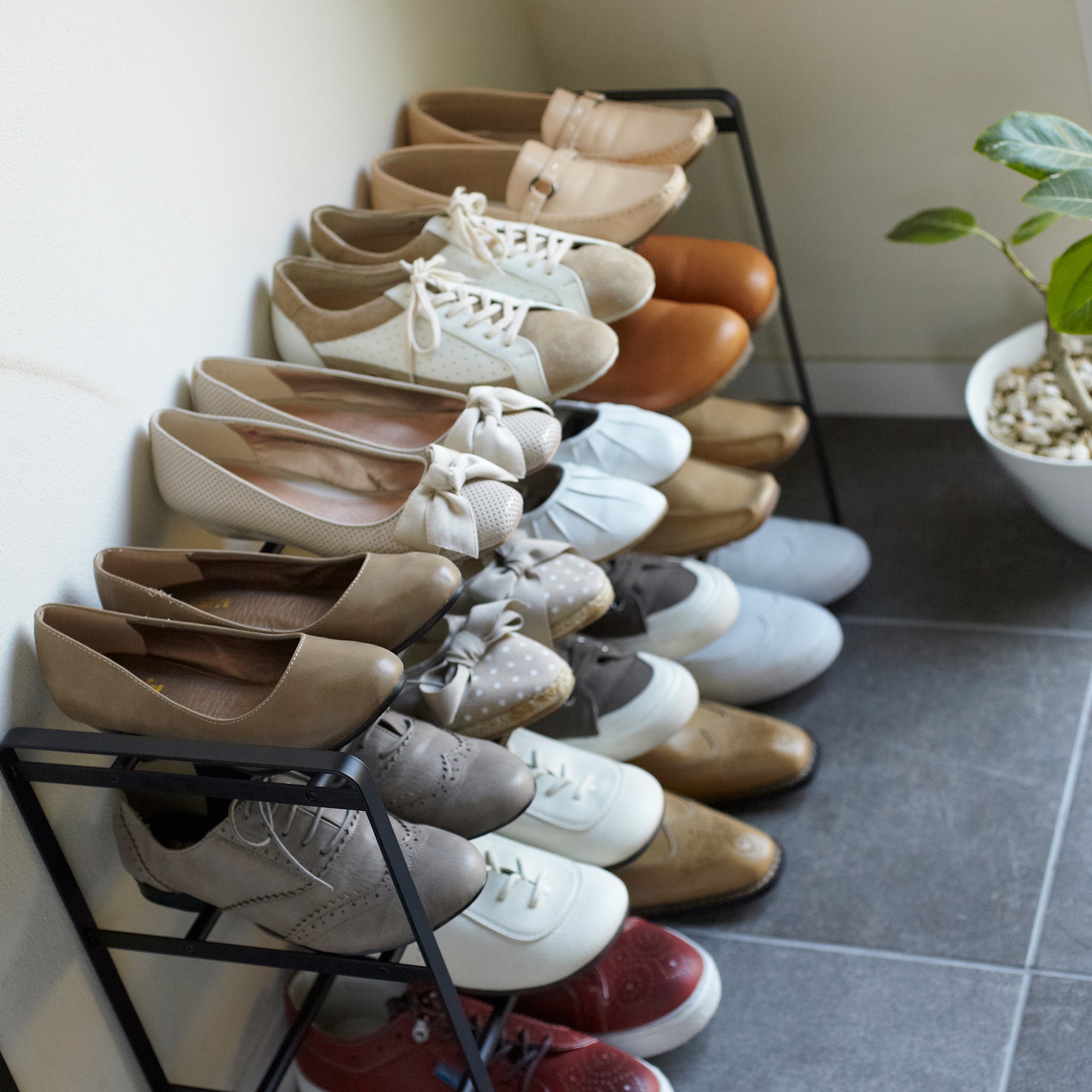 Yamazaki Home Three-Tier Expandable Shoe Rack (18" H)  - Steel
