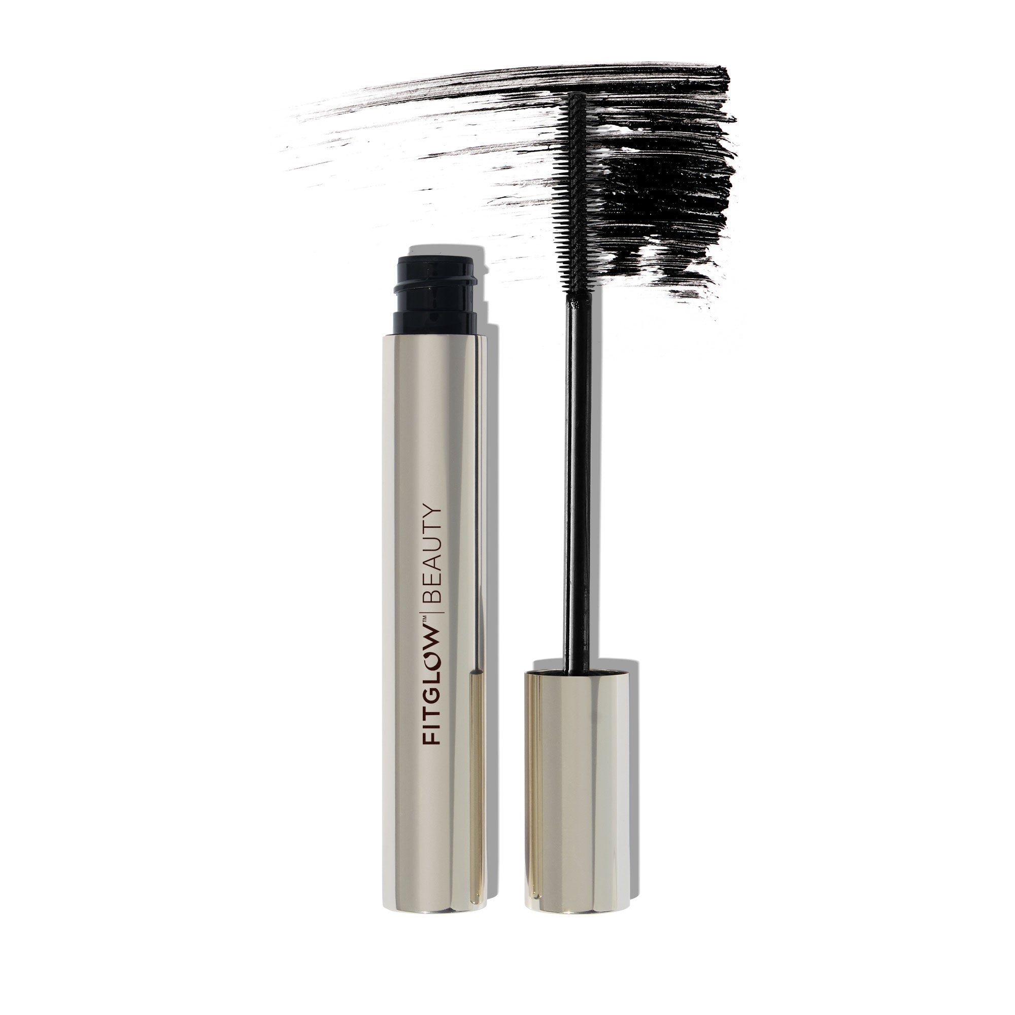 Fitglow Beauty mascara with wand on a white background